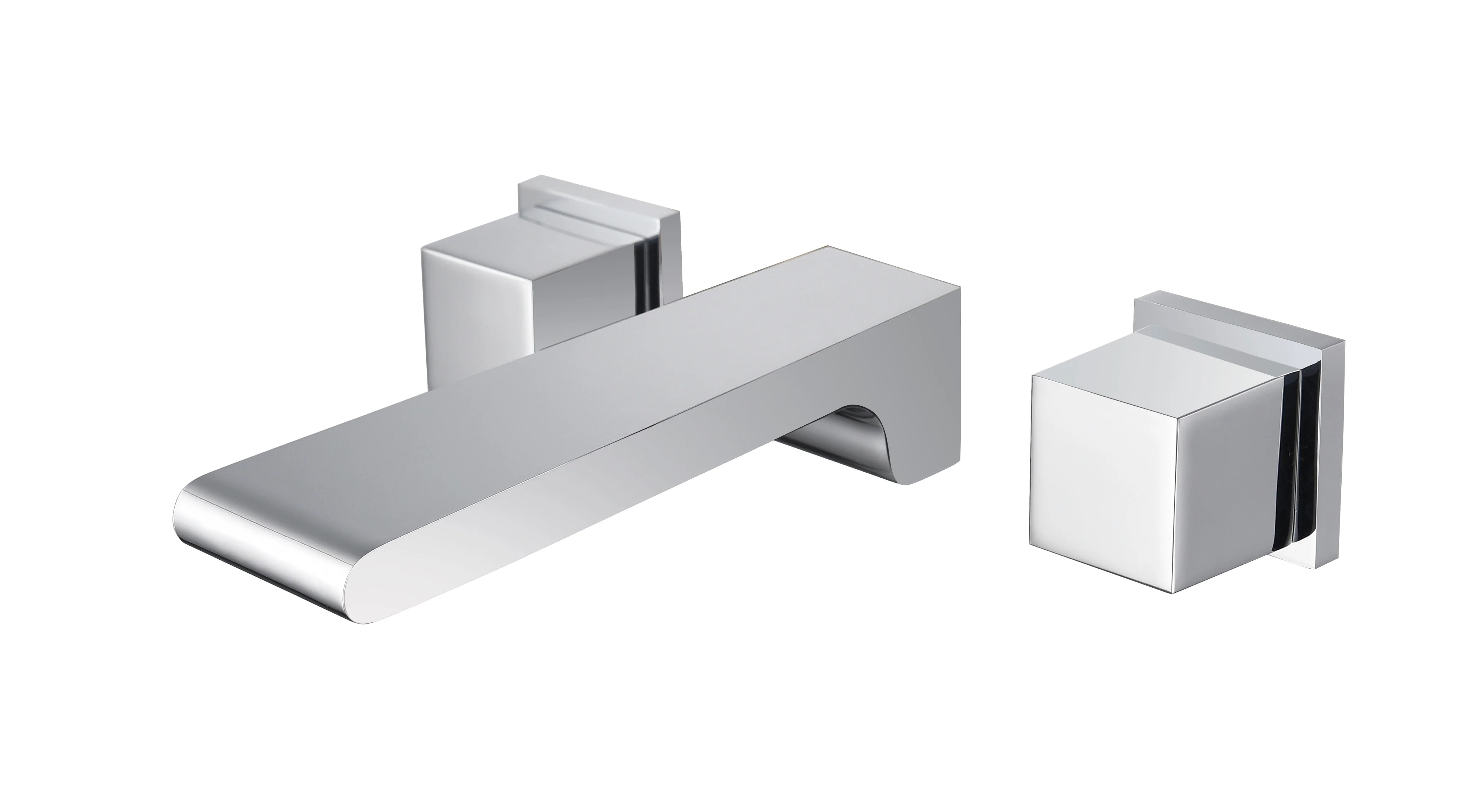 Chrome waterfall Wall mount 3 holes two handles bathroom sink faucet with brass pop up overflow drain - Image 4