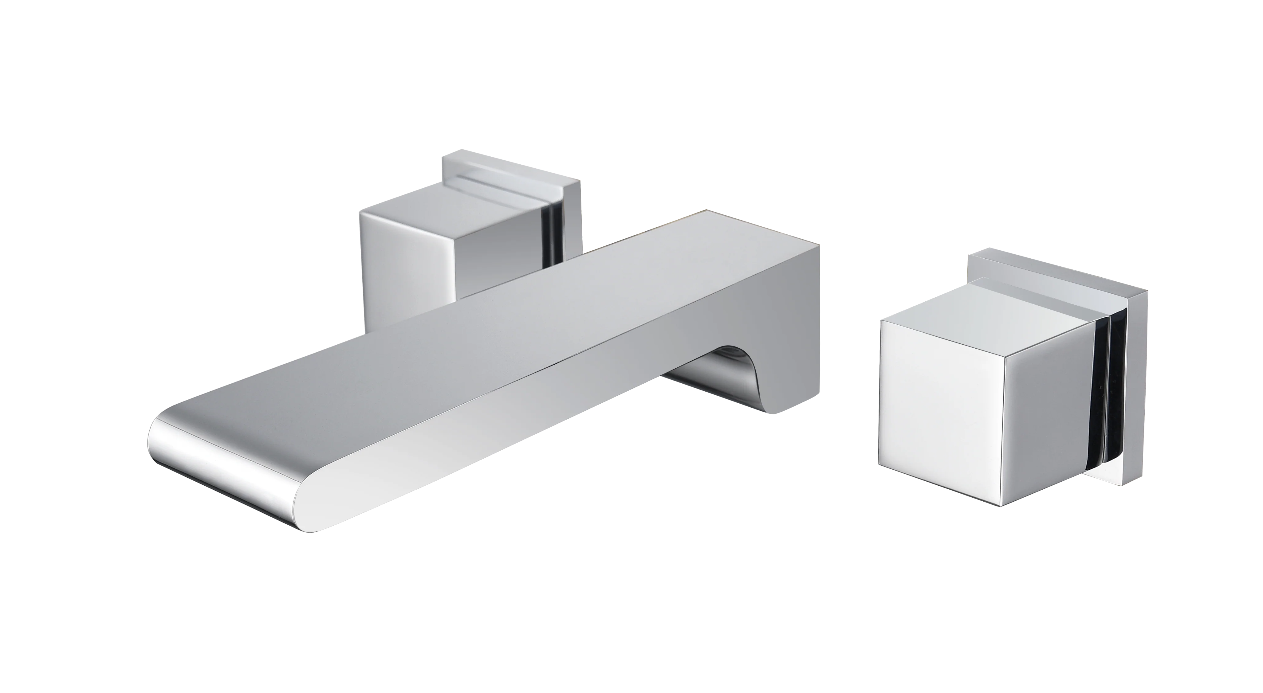 Chrome waterfall Wall mount 3 holes two handles bathroom sink faucet with brass pop up overflow drain - Image 5