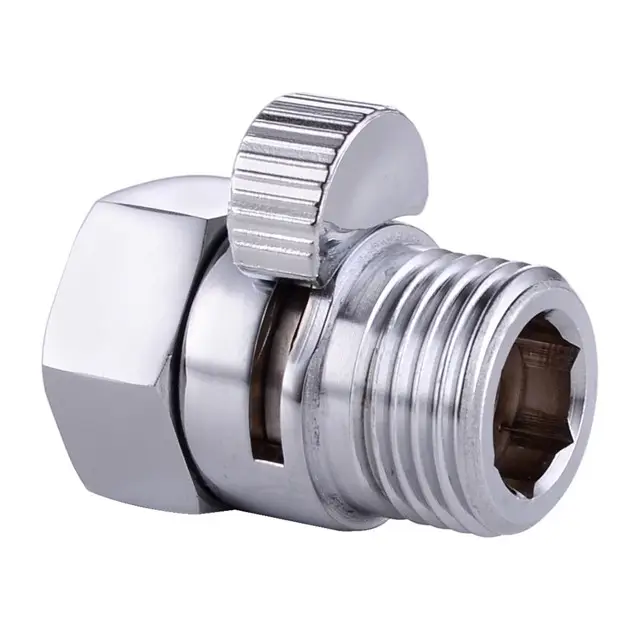 Water Flow Control Valve Brass G1/2 shower Flow Restrictor Adjustable Water Volume for HandHeld Shower Head Shut Off Valve - Image 3