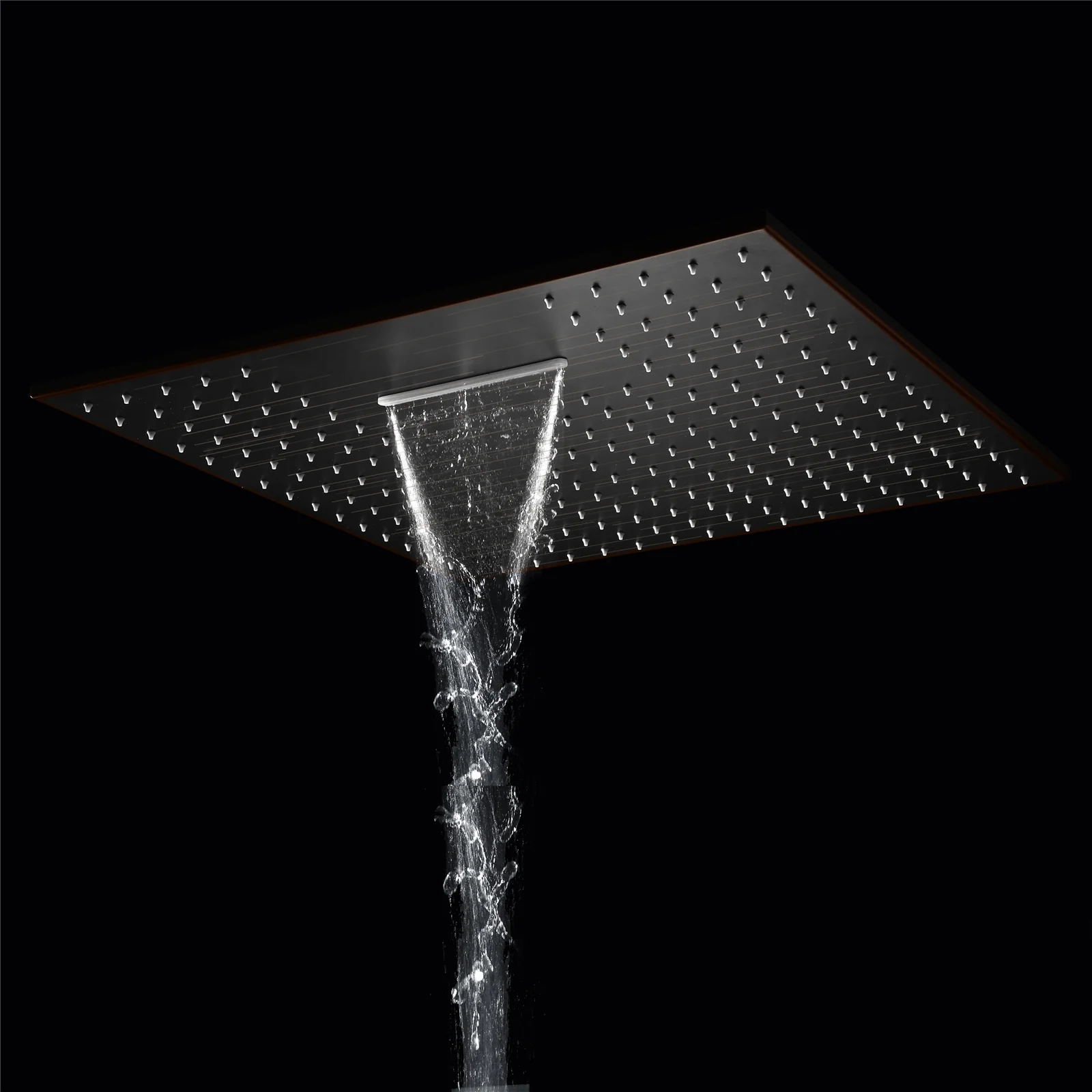 20-inch Rainfall Waterfall Light Ceiling Mounted Oil Rubbed Bronze 3-Way Thermostatic Shower Faucet System - Image 3