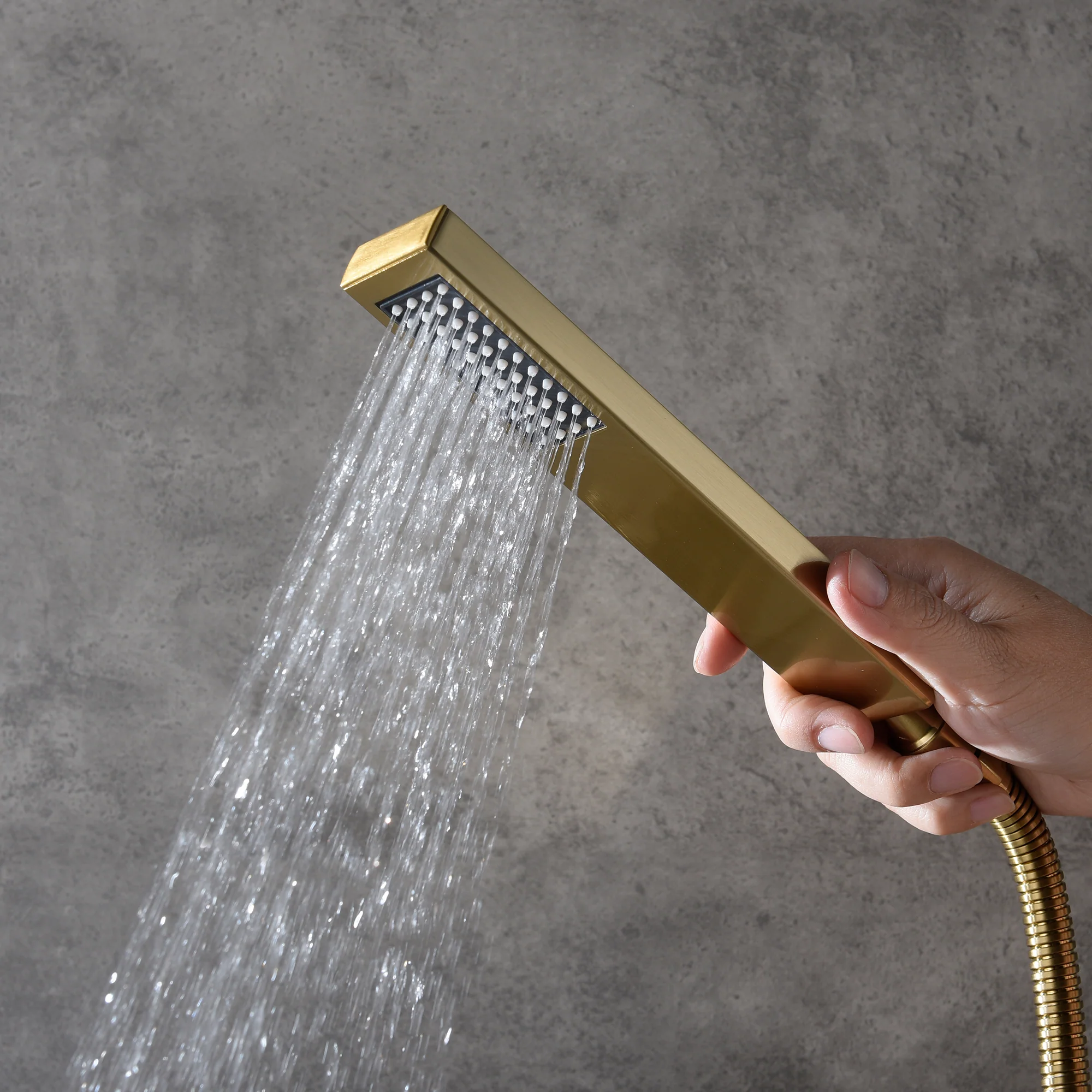 6 Inch Regular shower head wall Mount Brushed Gold two functions Shower System with pressure balance rough in valve and trim - Image 6