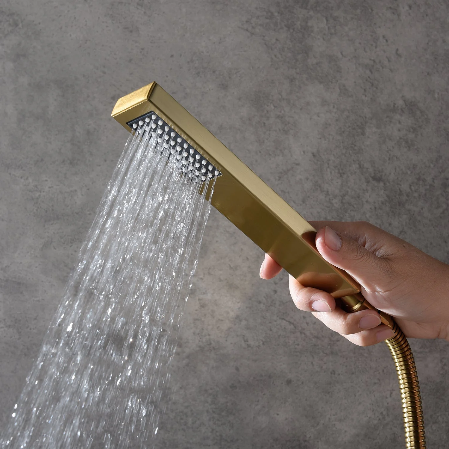 20'' or 24'' Rainfall Waterfall Brushed Gold Ceiling-Mounted 3-Way Thermostatic Shower System, 4 valve Opitions - Image 9