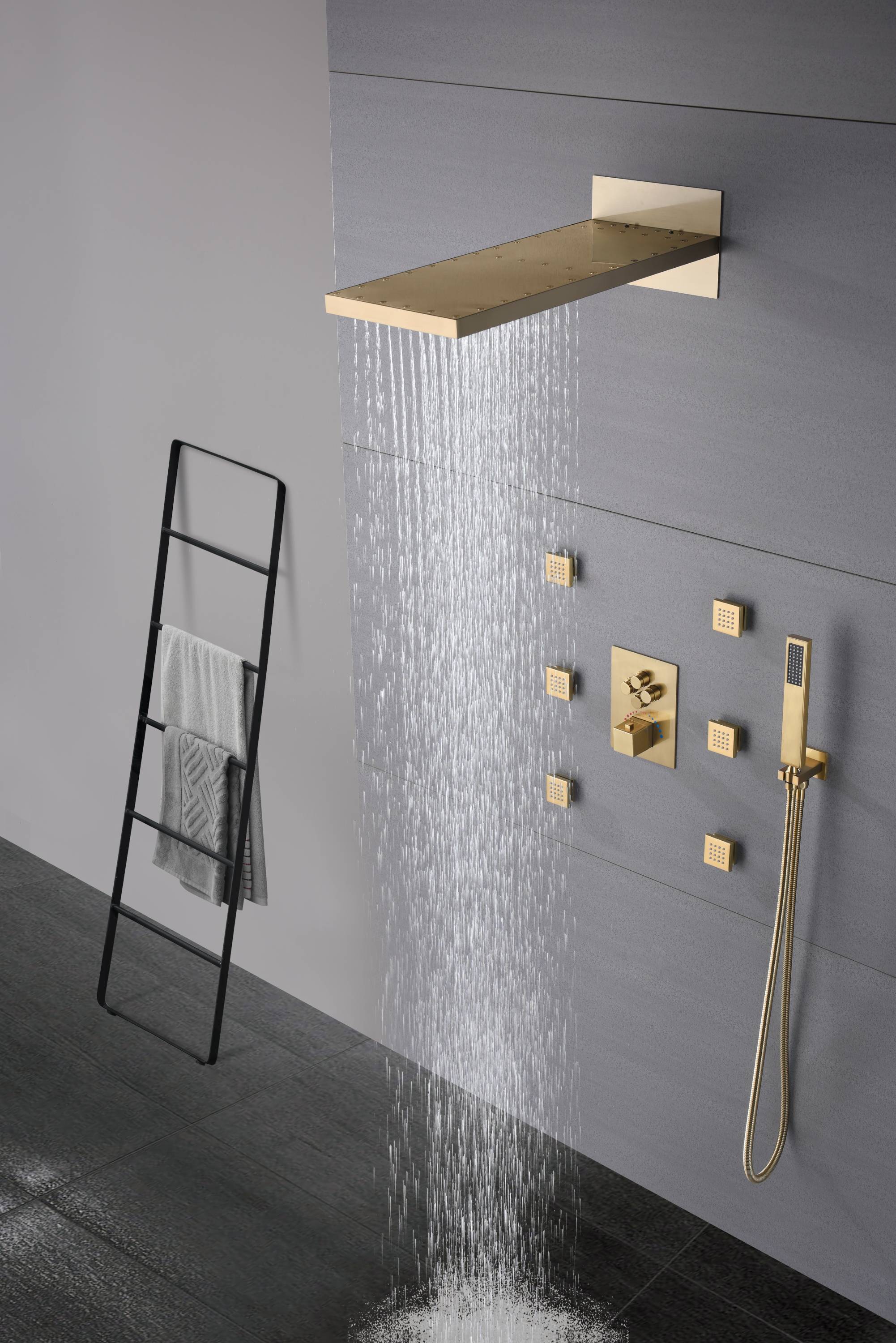 22inch Brushed gold 4 way Thermostatic Shower valve system that each function run all together and separately - Image 3