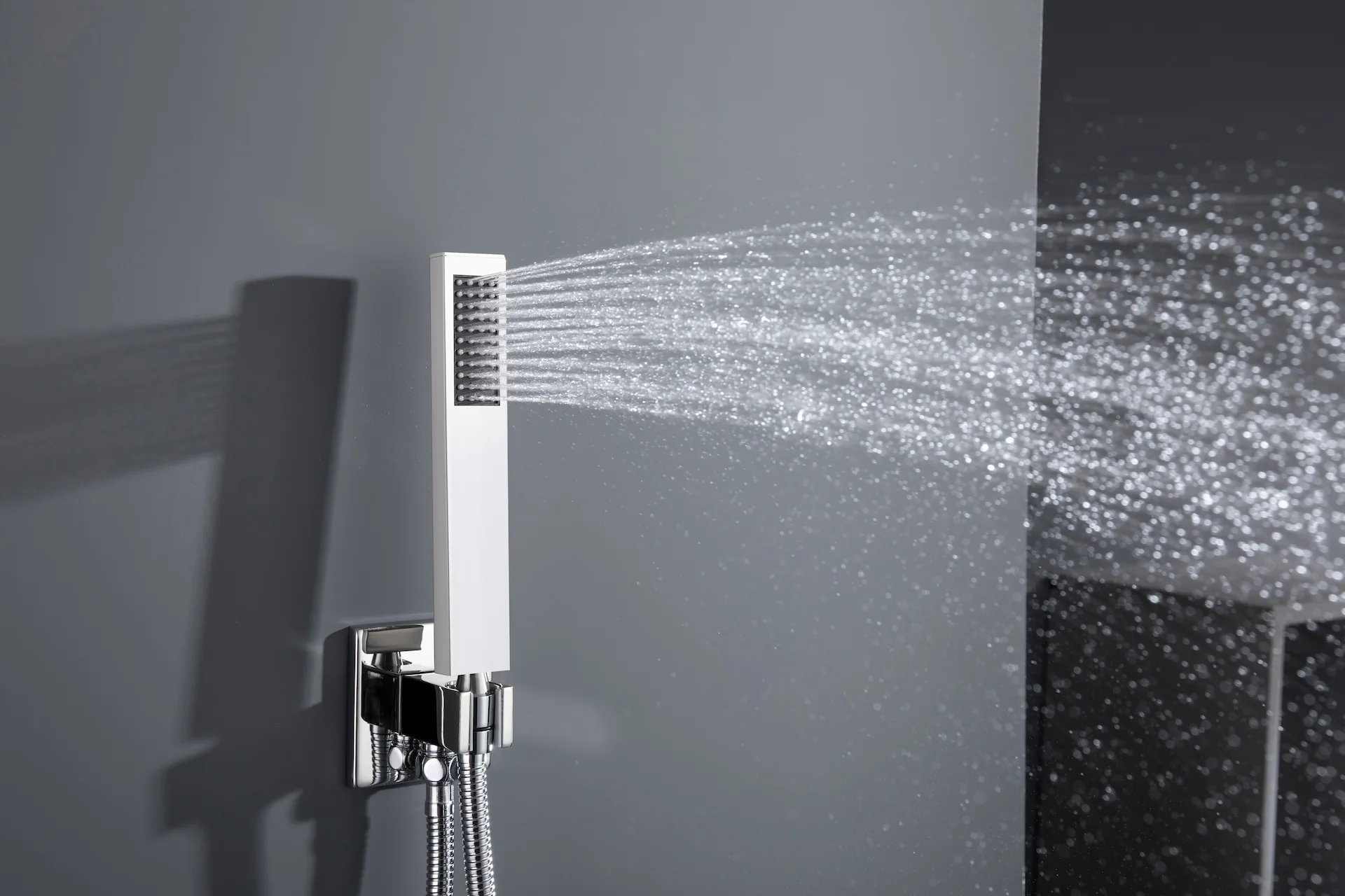 Chrome 20inch Or 24 inch rain head 3 way digital thermostatic shower faucet with 6 body jets and sliding bar - Image 10
