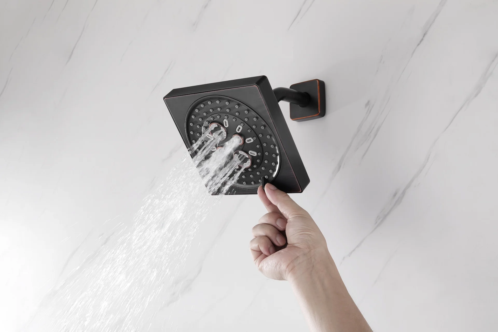 Oil Rubbed Bronze 3-Way Thermostatic Shower Faucet System with Ceiling-Mounted 12-Inch or 16-Inch Non-LED Rainfall Shower Head and Wall-Mounted 6-Inch High Water Pressure Regular Shower Head - Image 15