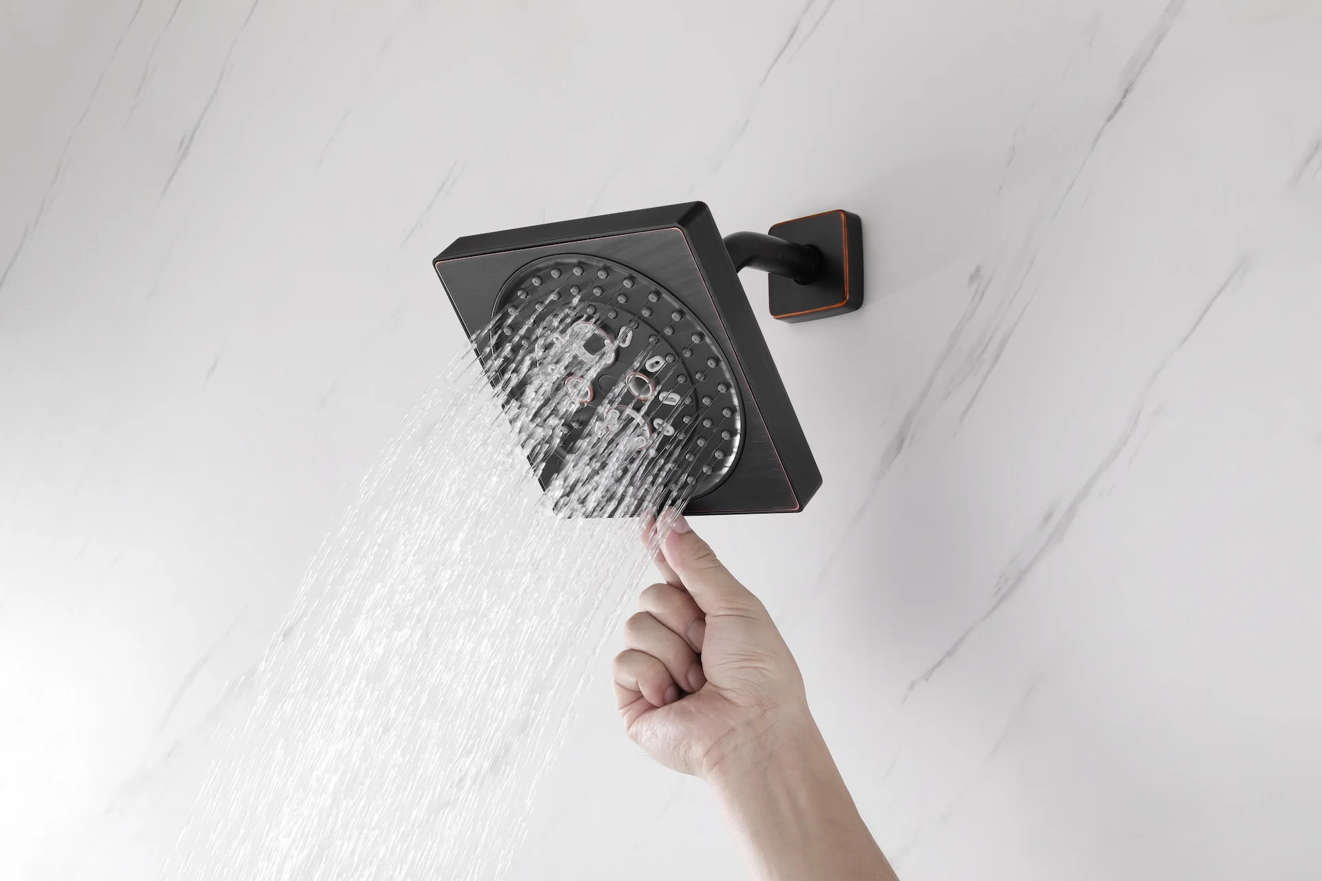 Oil Rubbed Bronze 3-Way Thermostatic Shower Faucet System with Ceiling-Mounted 12-Inch or 16-Inch Non-LED Rainfall Shower Head and Wall-Mounted 6-Inch High Water Pressure Regular Shower Head - Image 17