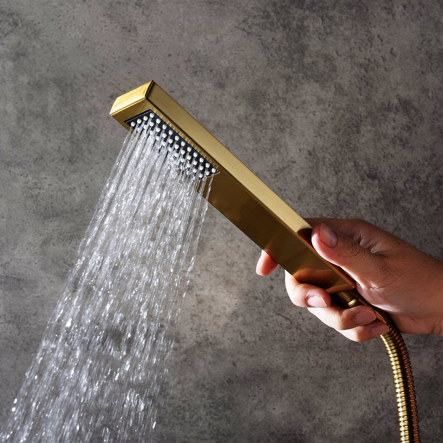 Wall Mounted 6 inch Regular head Polished gold  3 way Thermostatic Shower system that each function run all together and separately - Image 6