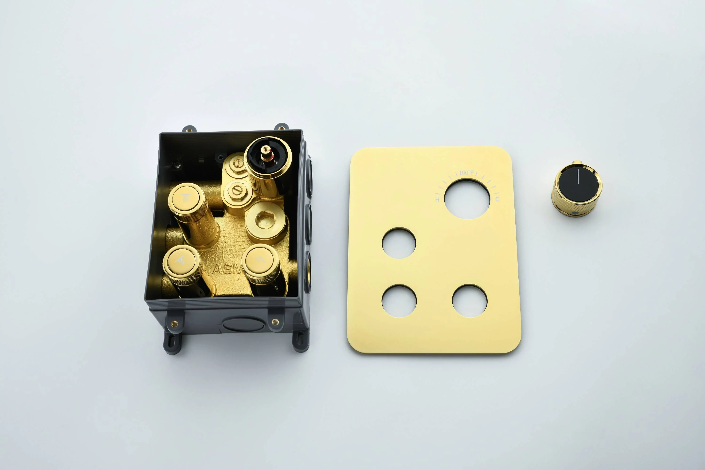 12-Inch or 16-Inch Wall-Mounted Polished Gold 3-Way Thermostatic Shower System with Optional LED Light - Multi-Function Simultaneous and Separate Operation - Image 6