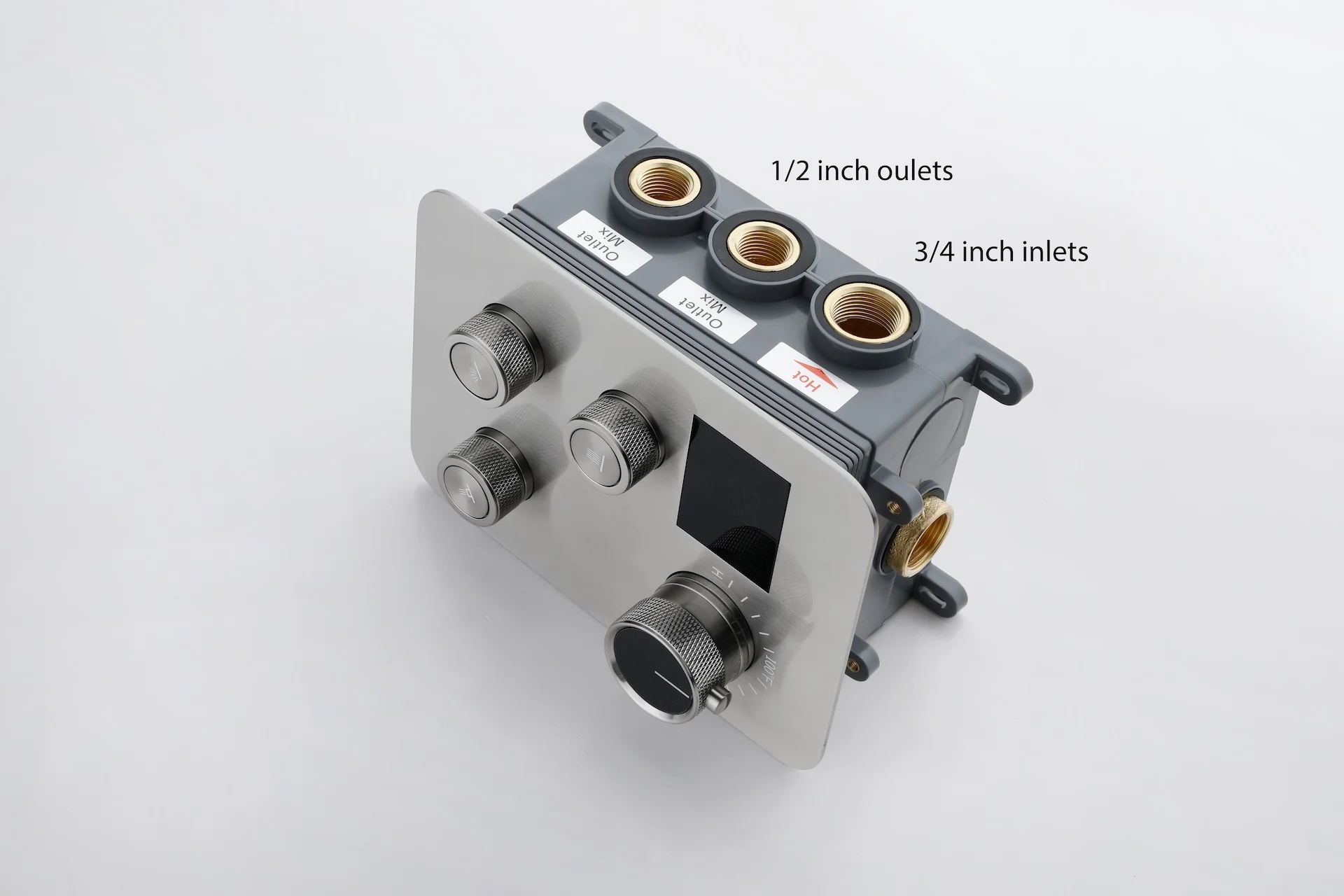 Brushed nickel Ceiling mount Brushed gold 3 way Thermostatic Shower valve system with tub spout that each function run all together and separately - Image 7