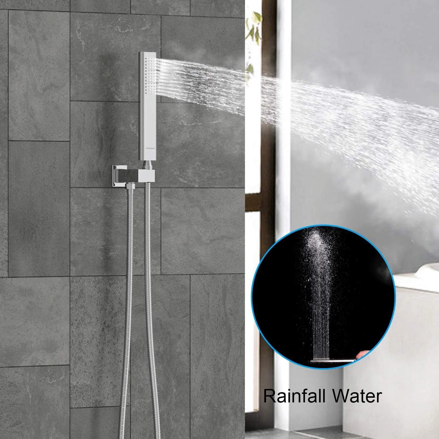 20-Inch Ceiling-Mounted Rain Shower System with Two-Function Rough-In Valve Body and Trim - Image 5