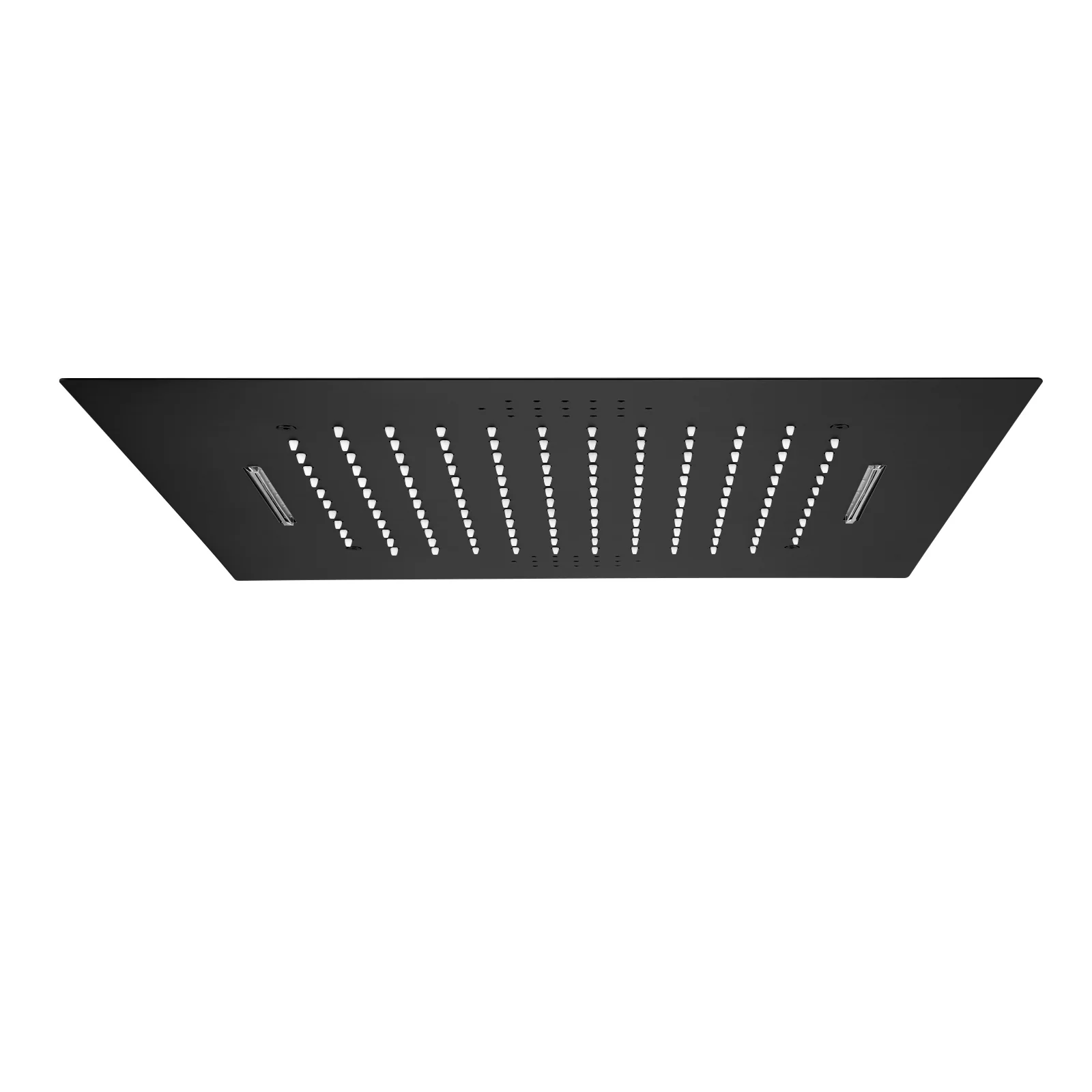 64 LED colors 20 inch Matte Black flush Mounted rainfall shower systems 3 way digital display thermostatic valve with Regular head and 6 body jets - Image 5