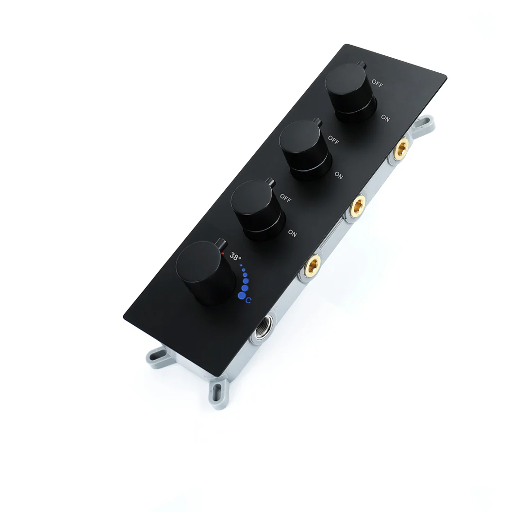 3 way or 4-Way Thermostatic Rough-In Valve with Trim, available in Matte Black, Brushed Nickel, Chrome, and Brushed Gold - Image 13