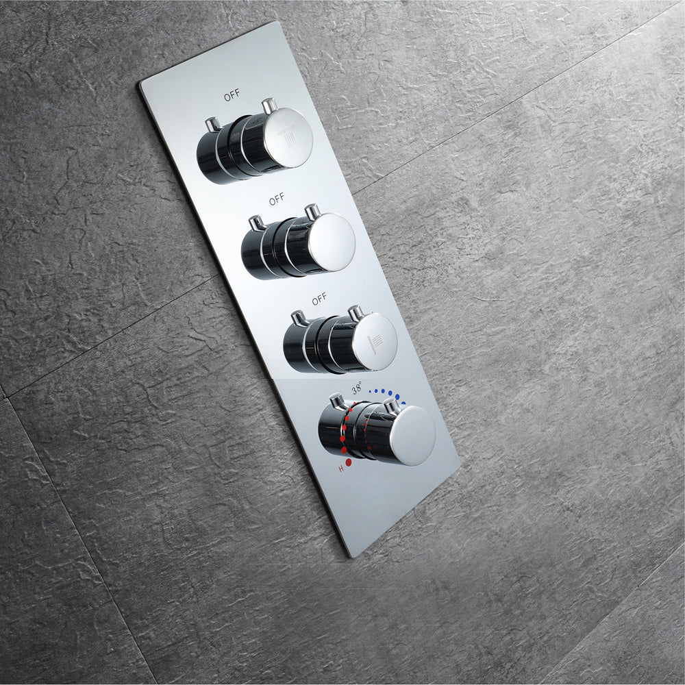3 way or 4-Way Thermostatic Rough-In Valve with Trim, available in Matte Black, Brushed Nickel, Chrome, and Brushed Gold - Image 16