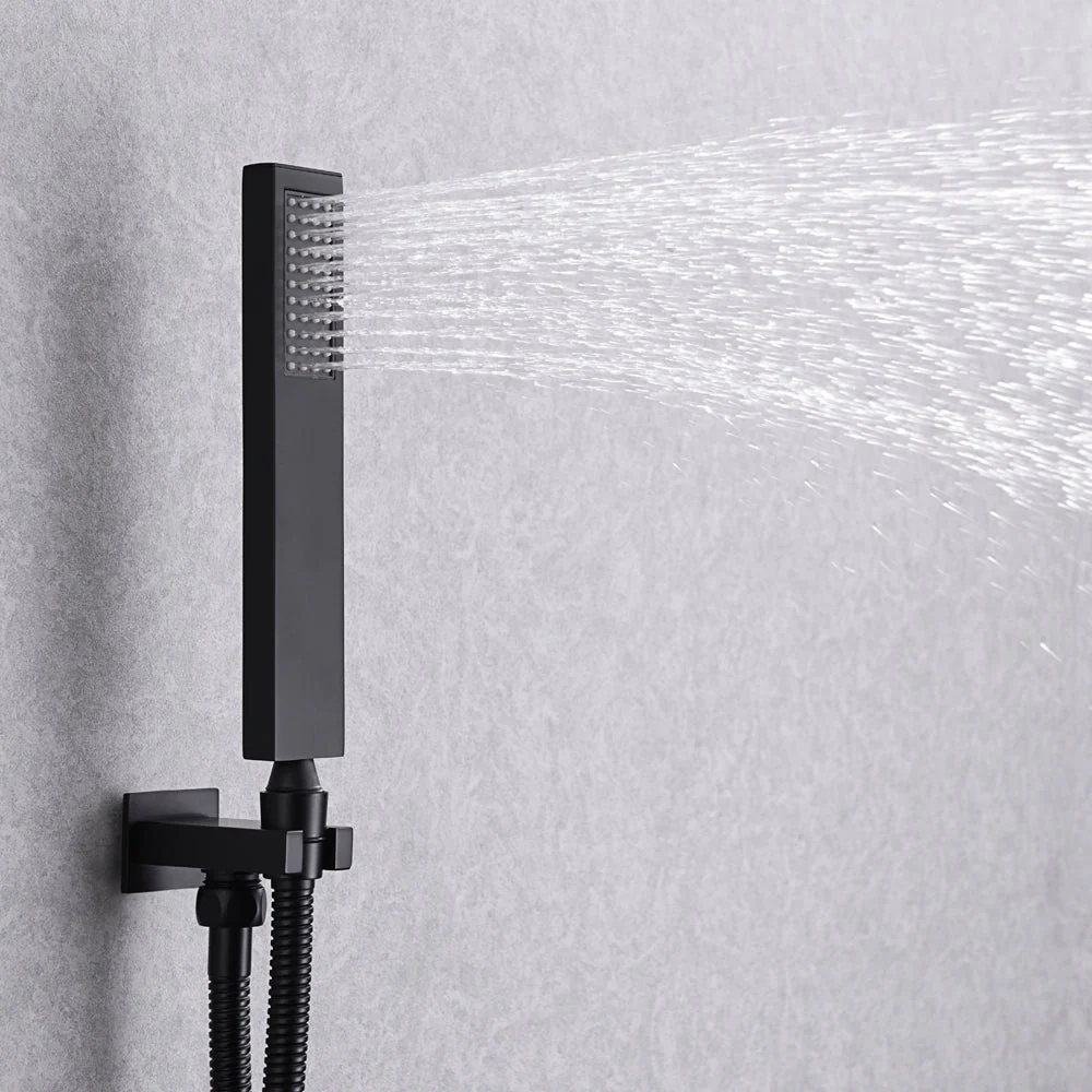 Matte Black 20'' or 24'' Ceiling or Flush Waterfall and Rainfall Digital Shower Set with Hand Shower - Image 8