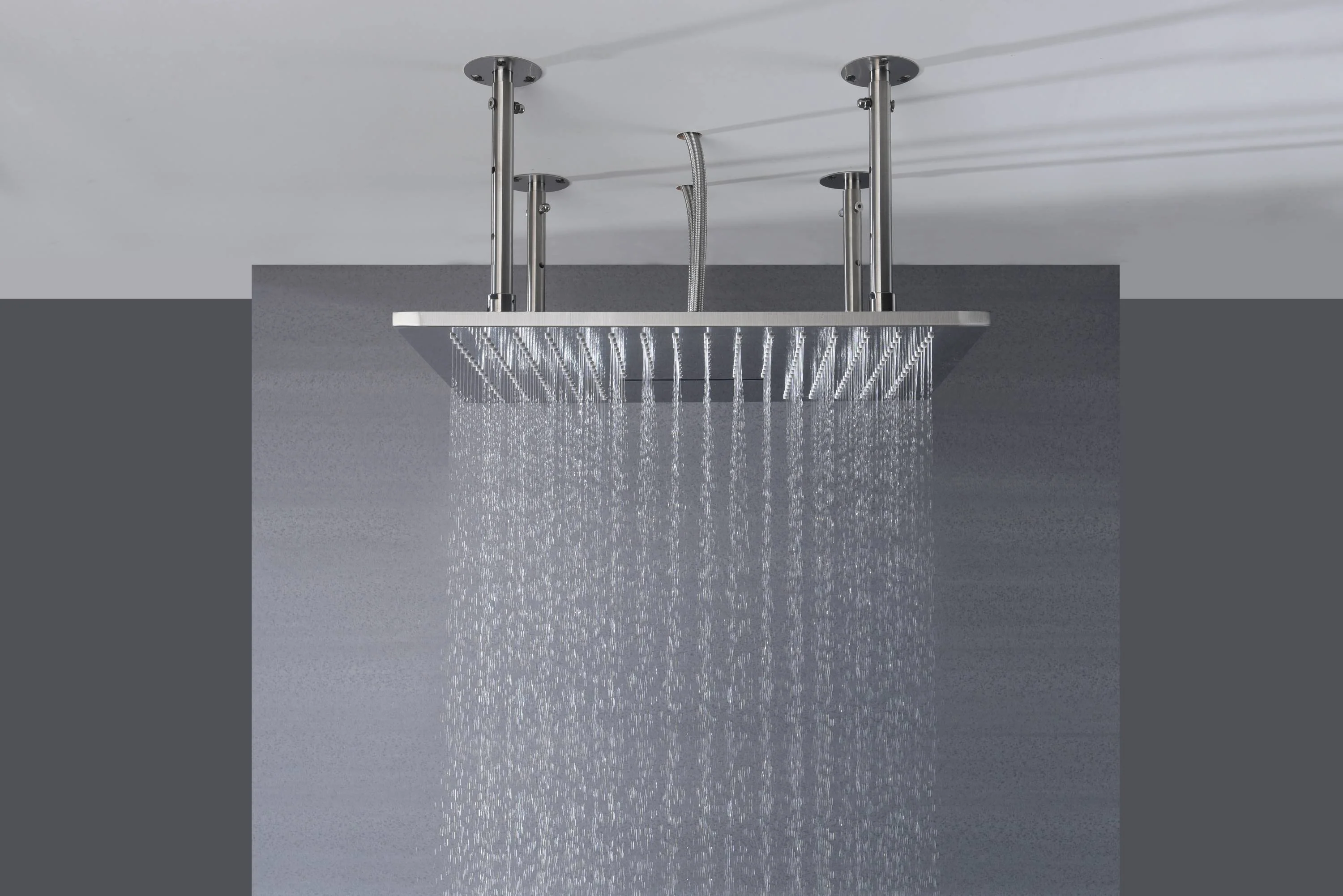 Brushed Nickel Ceiling-Mount 5-Way Thermostatic Shower Faucet: Featuring Digital Display, 6 Body Jets, Wall-Mounted 6-Inch Regular Shower Head, and 20-Inch LED Rain Waterfall Head - Image 8