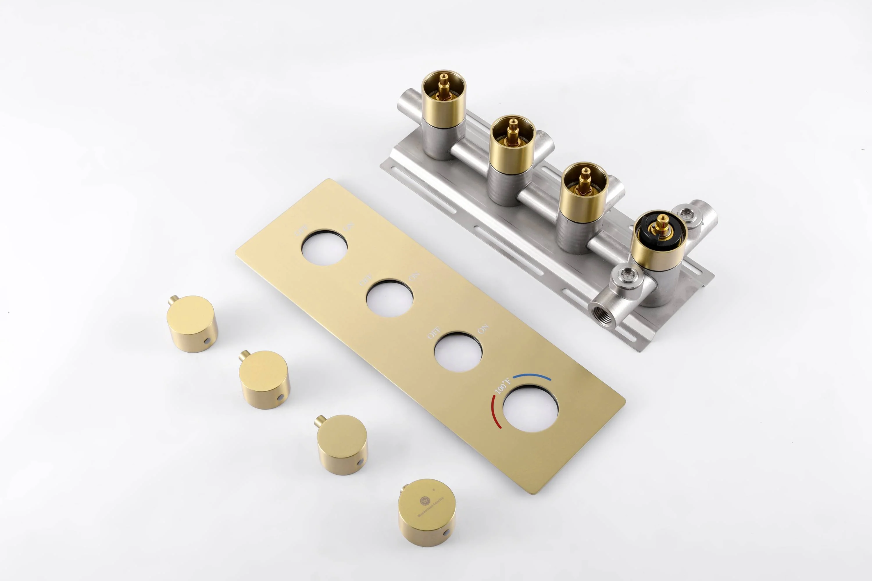 20 inch mist rain ceiling mount Brushed gold 3 way thermostatic shower faucet with handle sprayer - Image 4