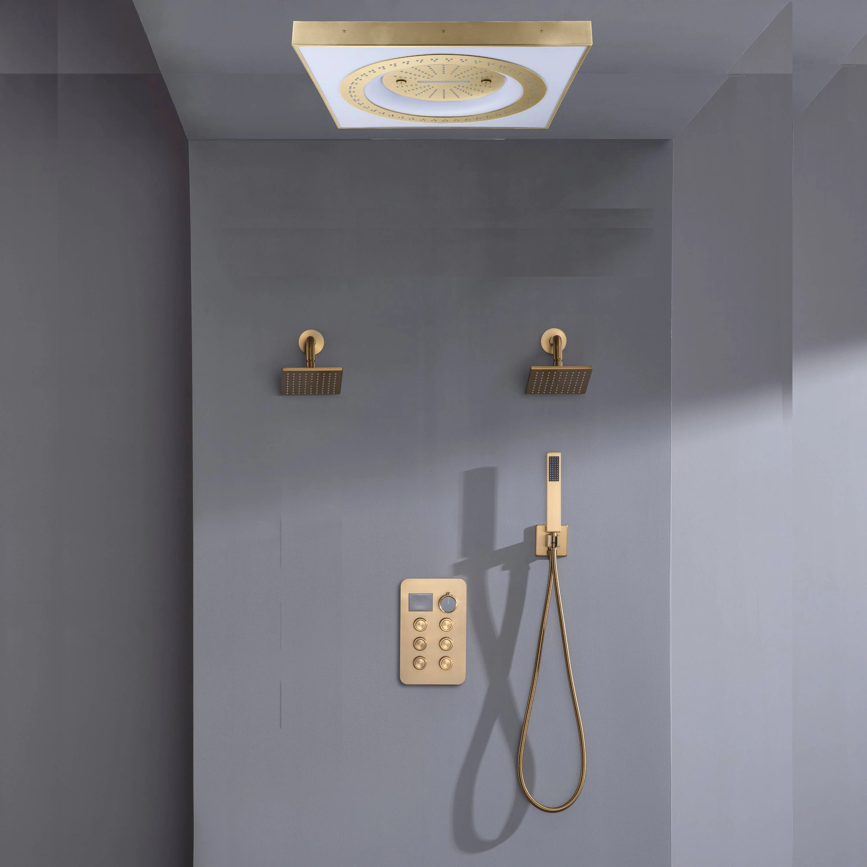 24" Flush Mount Shower Head 6-Way Digital Faucet with Dual 6" Regular Head in Brushed Gold, Nickel, or Matte Black - Image 6