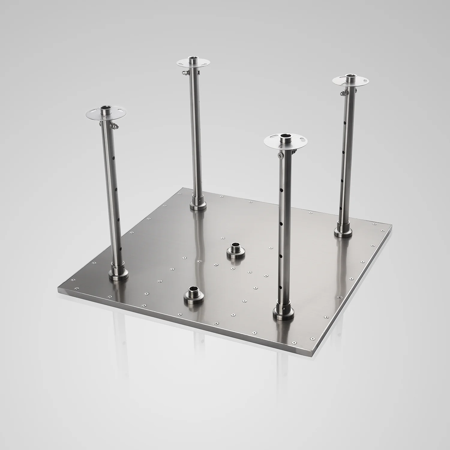 20inch Brushed nickel ceiling mount rainfall waterfall shower systems 4 way thermostatic valve with 3 flushed body jets - Image 5