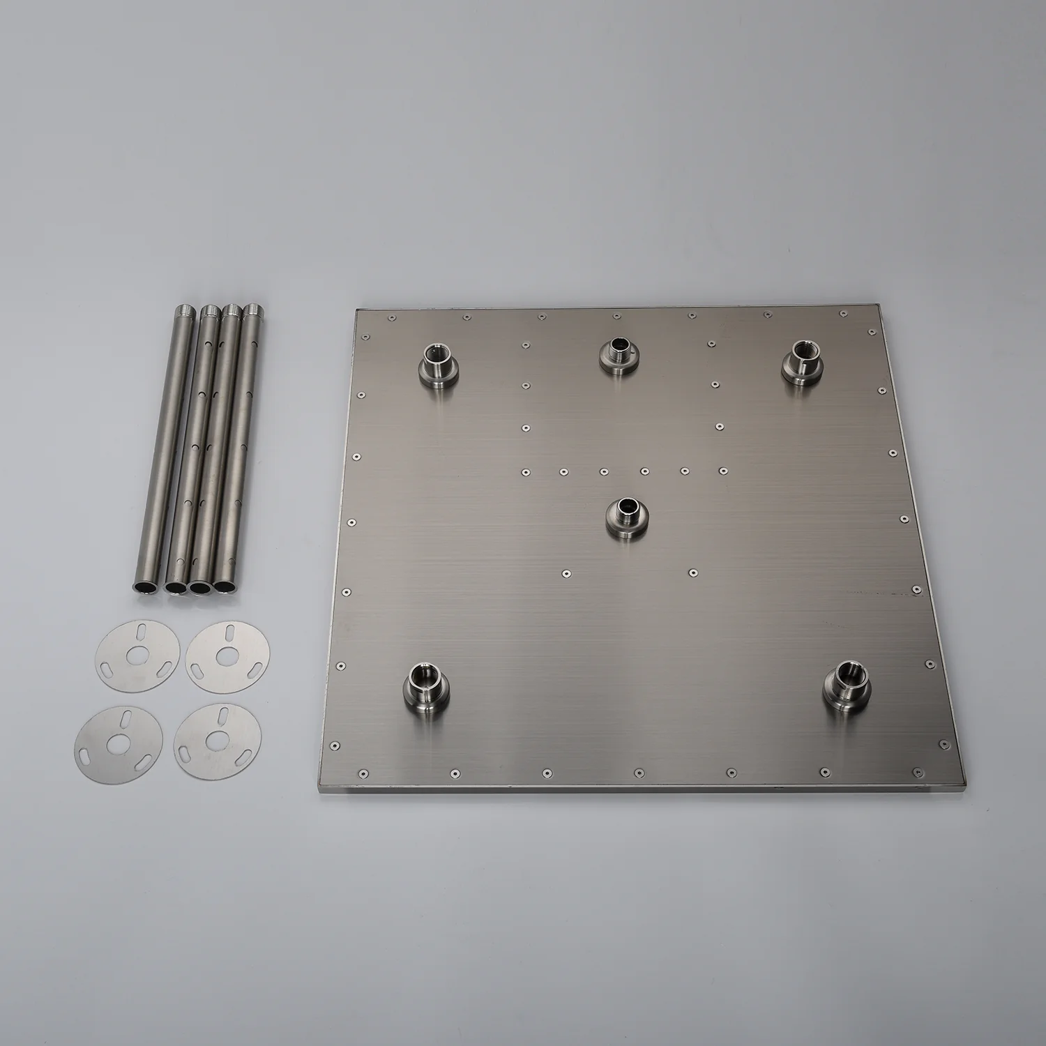 20inch Brushed nickel ceiling mount rainfall waterfall shower systems 4 way thermostatic valve with 3 flushed body jets - Image 7