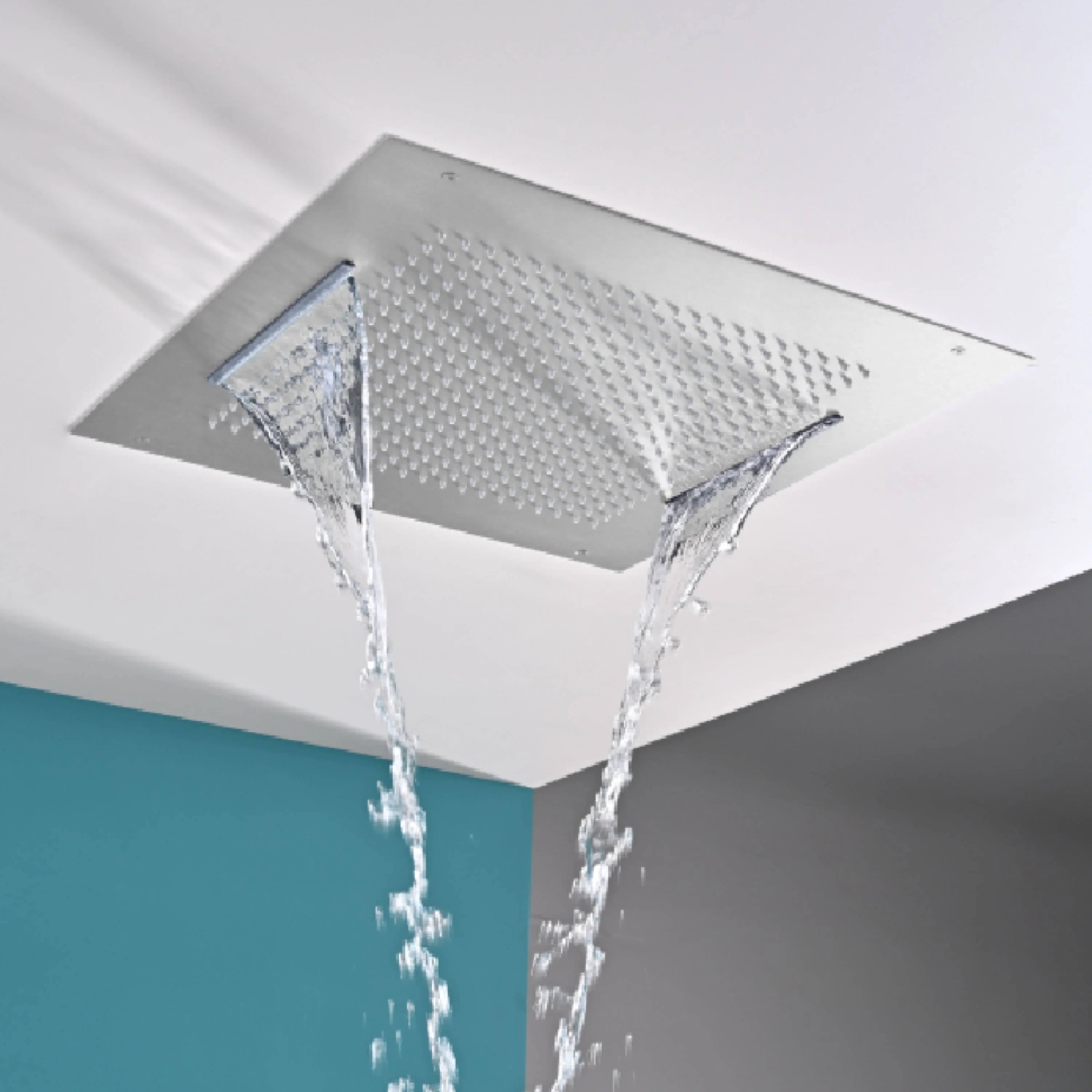20inch Brushed nickel ceiling mount rainfall waterfall shower systems 4 way thermostatic valve with 6 inch regular head - Image 11