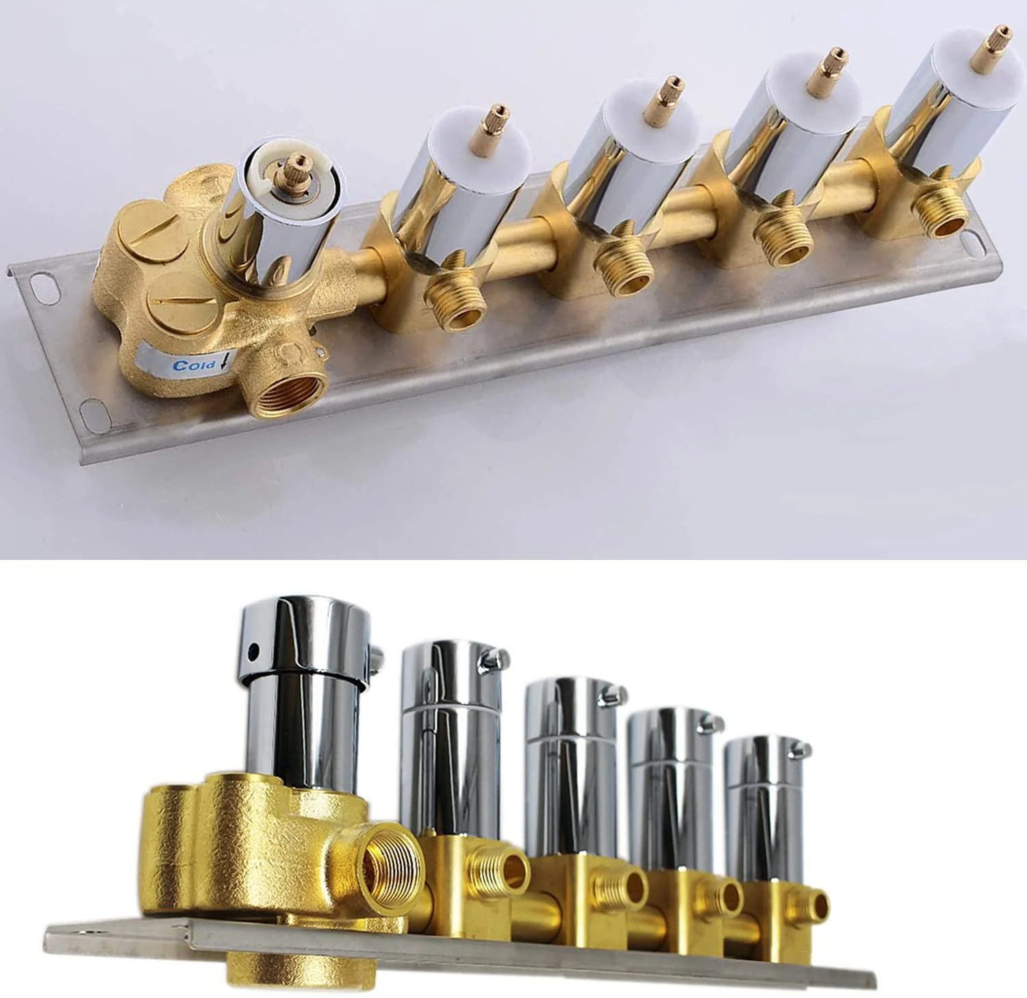 Dual 20 inch chrome ceiling mount rainfall shower systems 4 way thermostatic valve with 6 body jets - Image 5