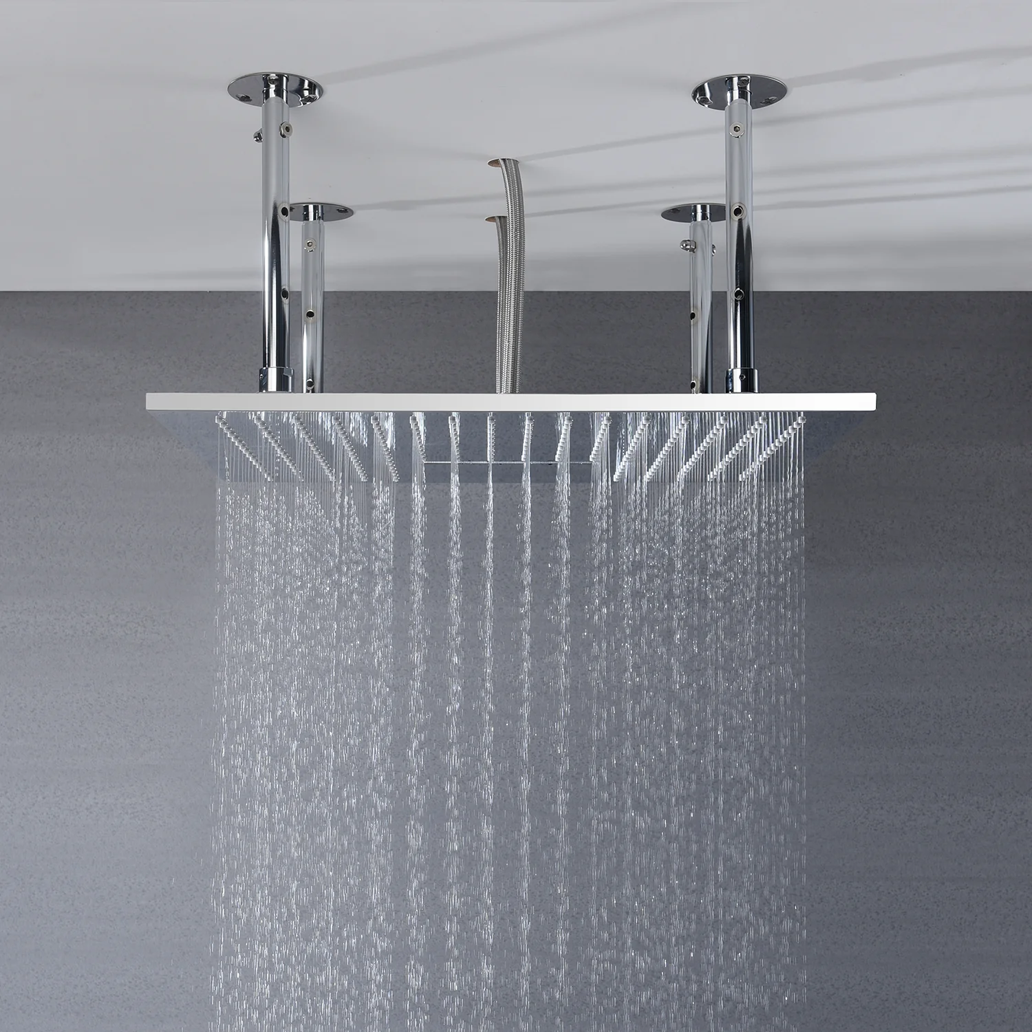 20inch flushed on chrome ceiling mount rainfall waterfall shower systems 4 way thermostatic valve with 4 flushed body jets - Image 7