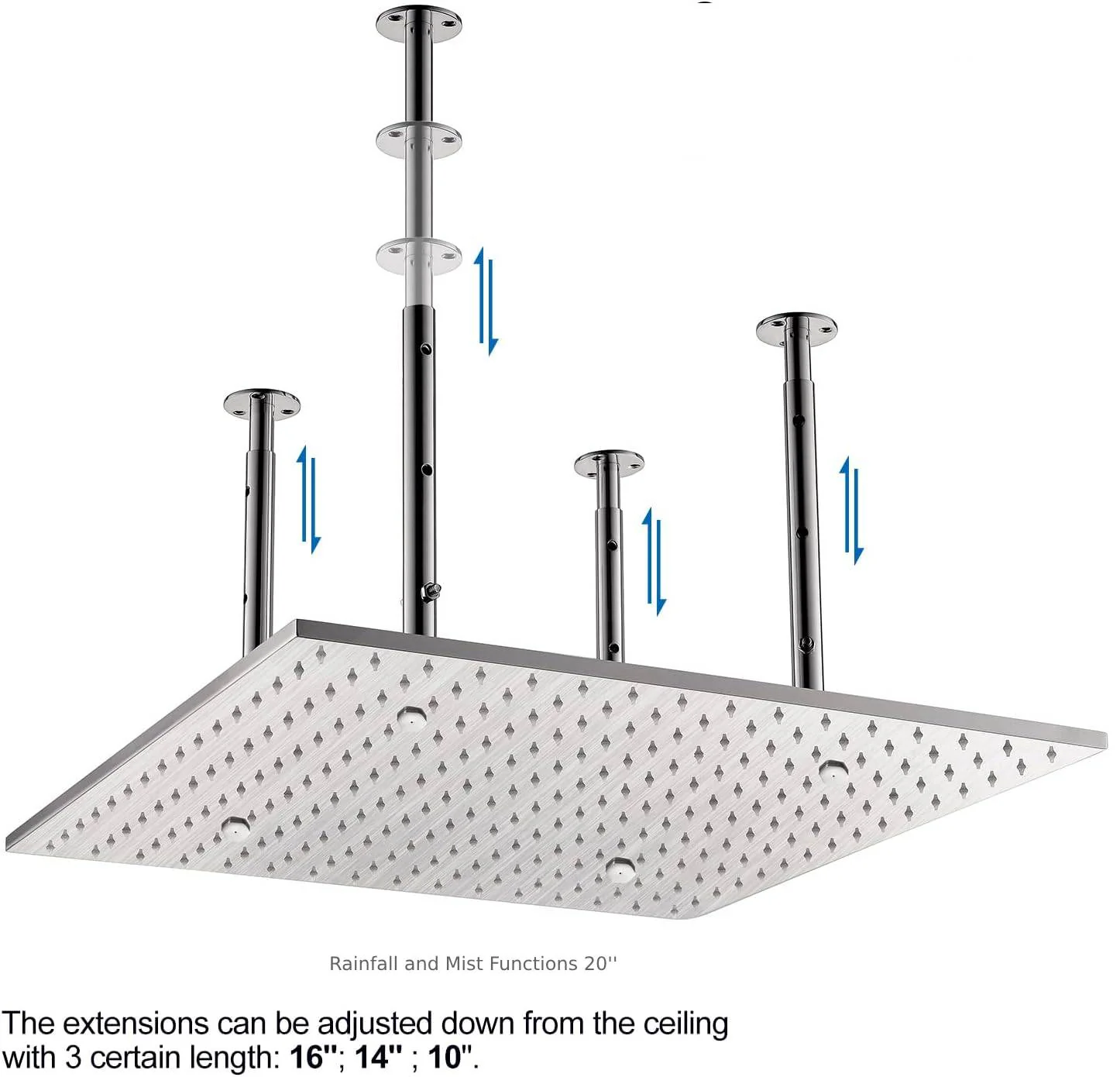 20-Inch Two-Function Brushed Nickel Or Matte Black Shower Head: Rainfall and Mist - Image 6