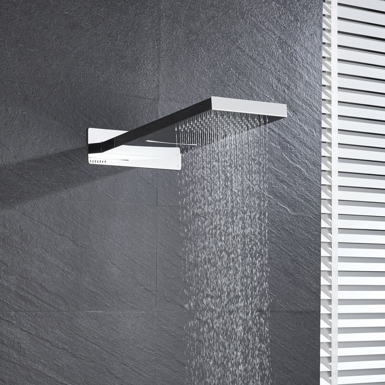 22" Chrome LED light or non-LED light rainfall waterfall shower head 3 way thermostatic shower system - Image 9