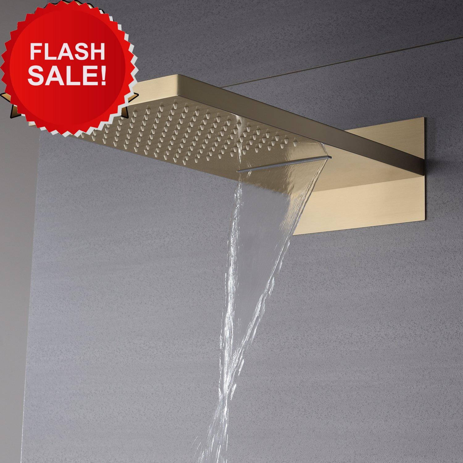 22-Inch Wall Mount Shower Heads: Choose from Chrome, Brushed Gold, Polished Gold, Brushed Nickel, or Matte Black or Oil Rubber Bronze Finishes, and Opt for LED or Non-LED Lighting - Image 8