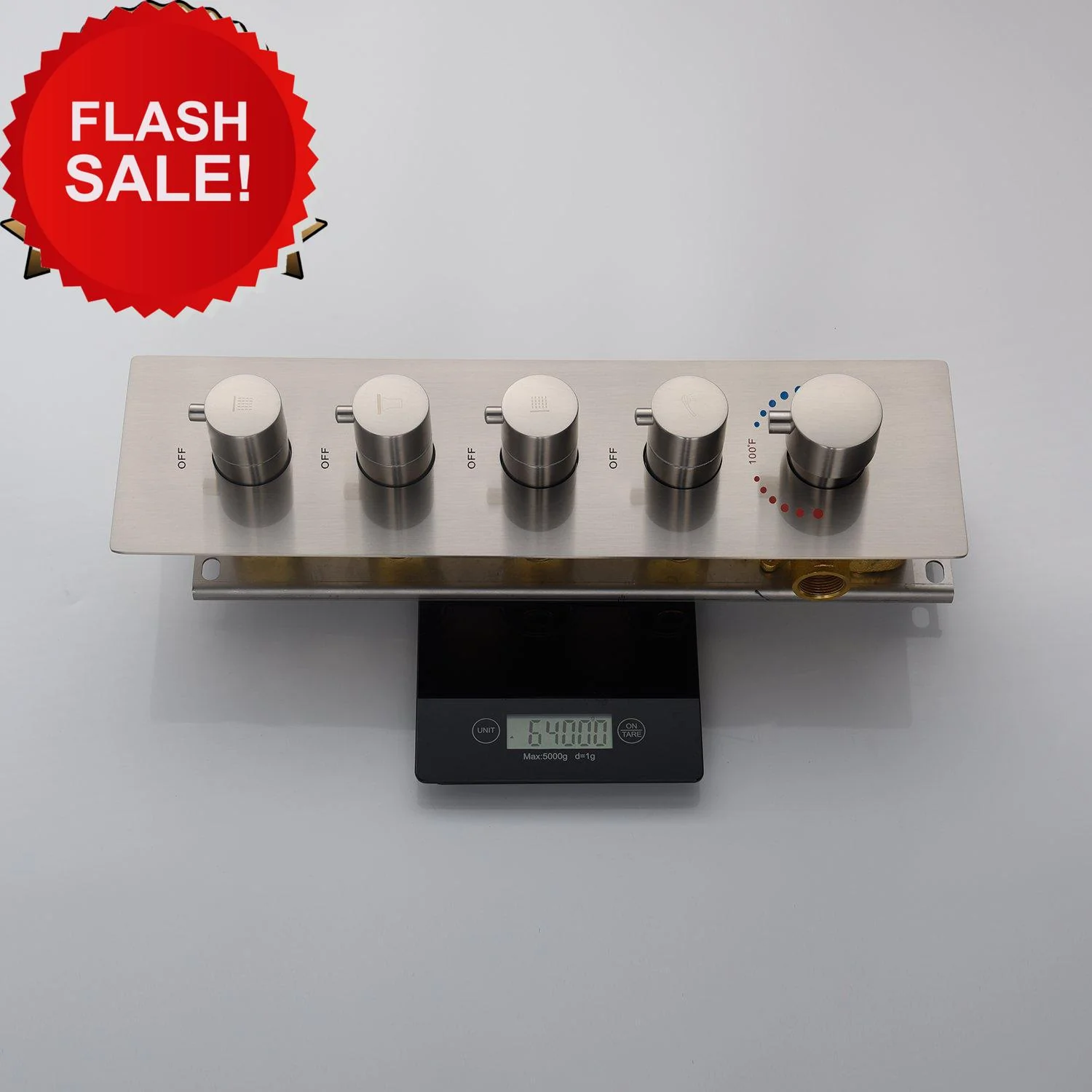 22inch rainfall and waterfall Brushed Nickel 4 Way Thermostatic Shower Faucet with 4inch Body Jet - Image 6