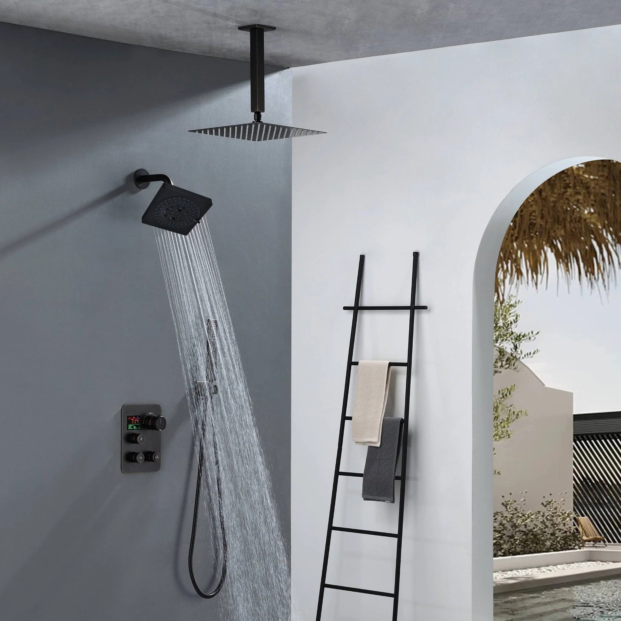6" Regular Shower Head with Top Rainfall Shower Head - 3-Way Digital Thermostatic System - Image 8