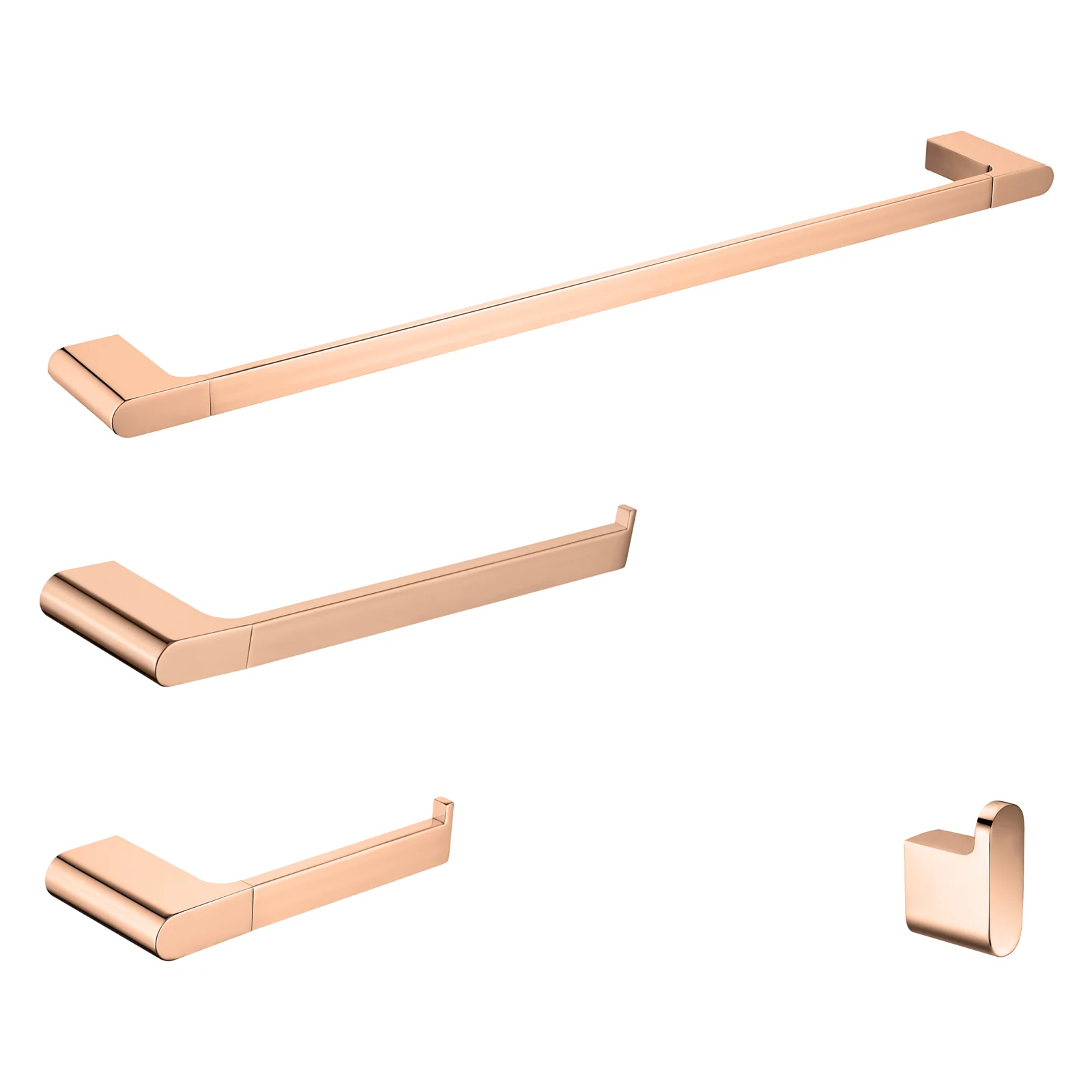 Luxurious 4-Piece Brass Rose Gold Bathroom Hardware Set: Towel Bar, Towel Ring, Toilet Paper Holder, Robe Hook, and Tower Holder - Wall Mounted - Image 8