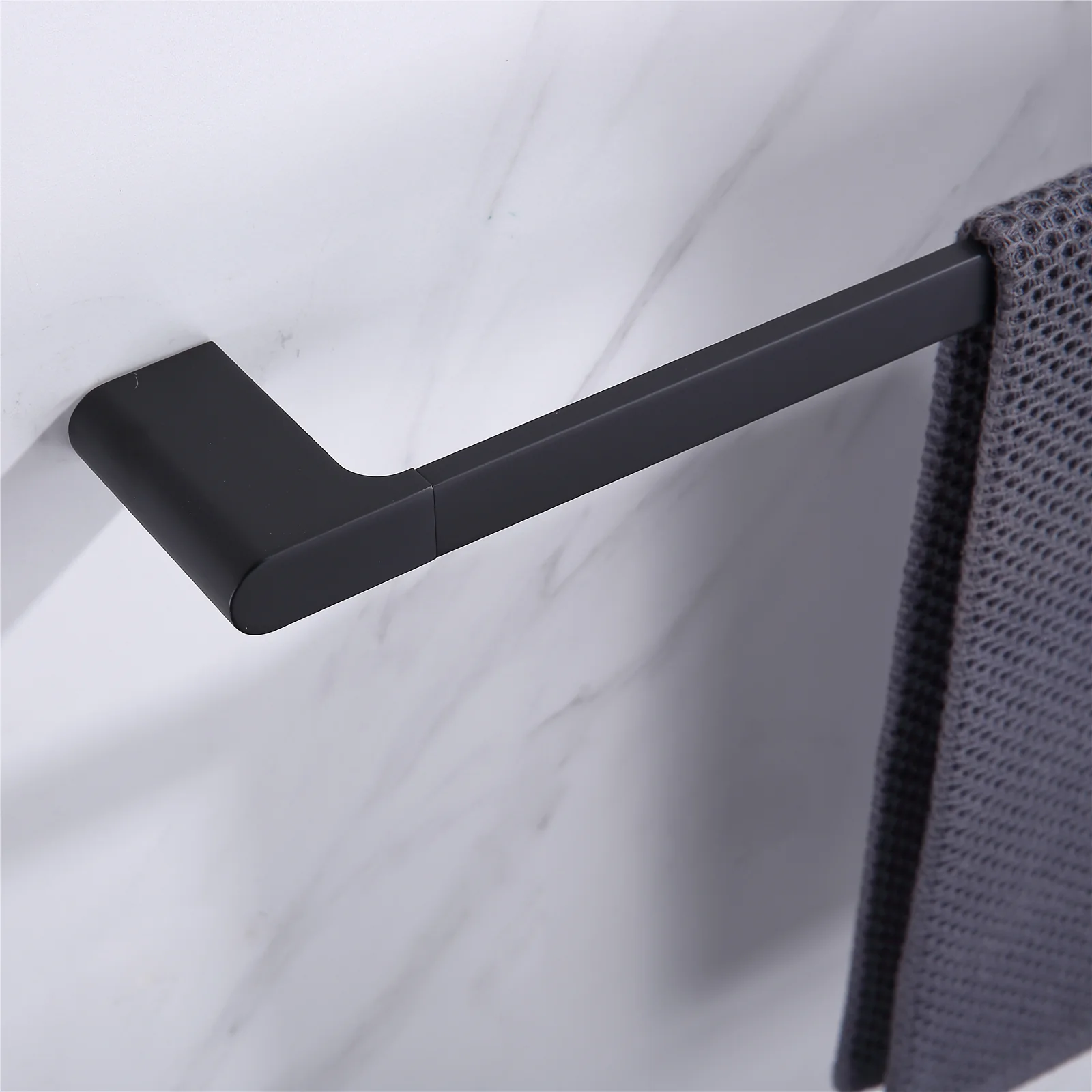 Luxurious 4-Piece Brass Matte Black Bathroom Hardware Set: Towel Bar, Towel Ring, Toilet Paper Holder, Robe Hook, and Tower Holder - Wall Mounted - Image 4