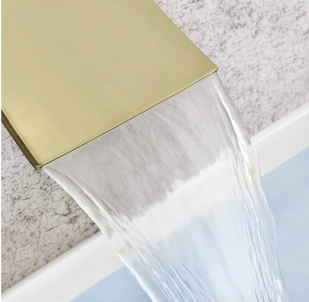 6 Inch Regular shower head wall Mount Brushed Gold two functions Shower System with pressure balance rough in valve and trim and waterfall tub spout - Image 8