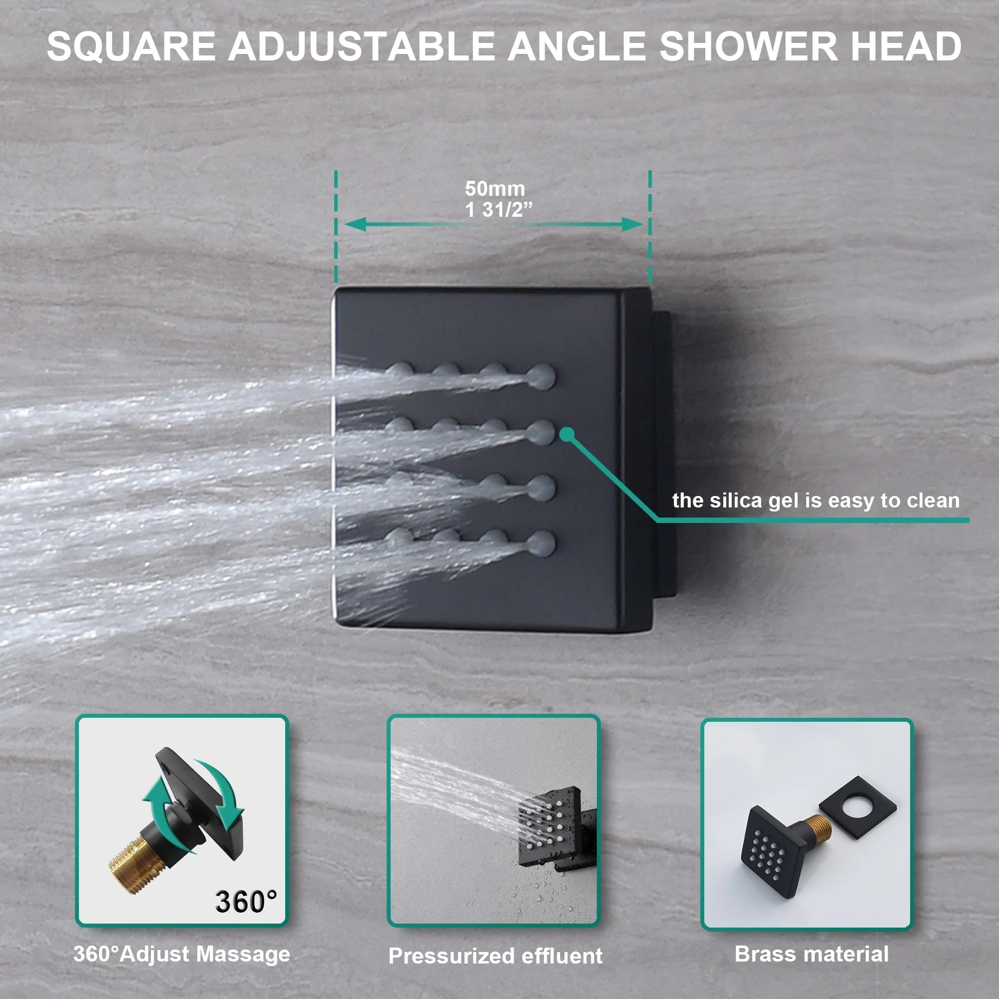 Matte Black Flush-Mounted 4 Way Thermostatic Shower with Dual 20-Inch LED Rainfall Heads and 6 Body Jets - Image 8