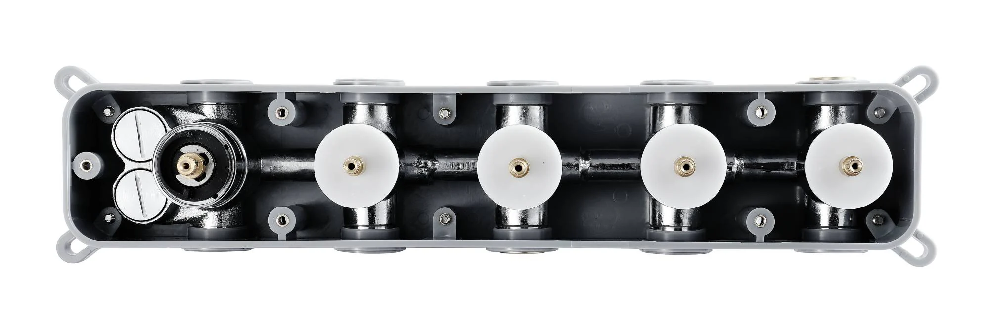 64 LED colors chrome music led flushed in 23x15inch shower head 4 way thermostatic valve with sliding bar that each function run at the same time and separately - Image 8