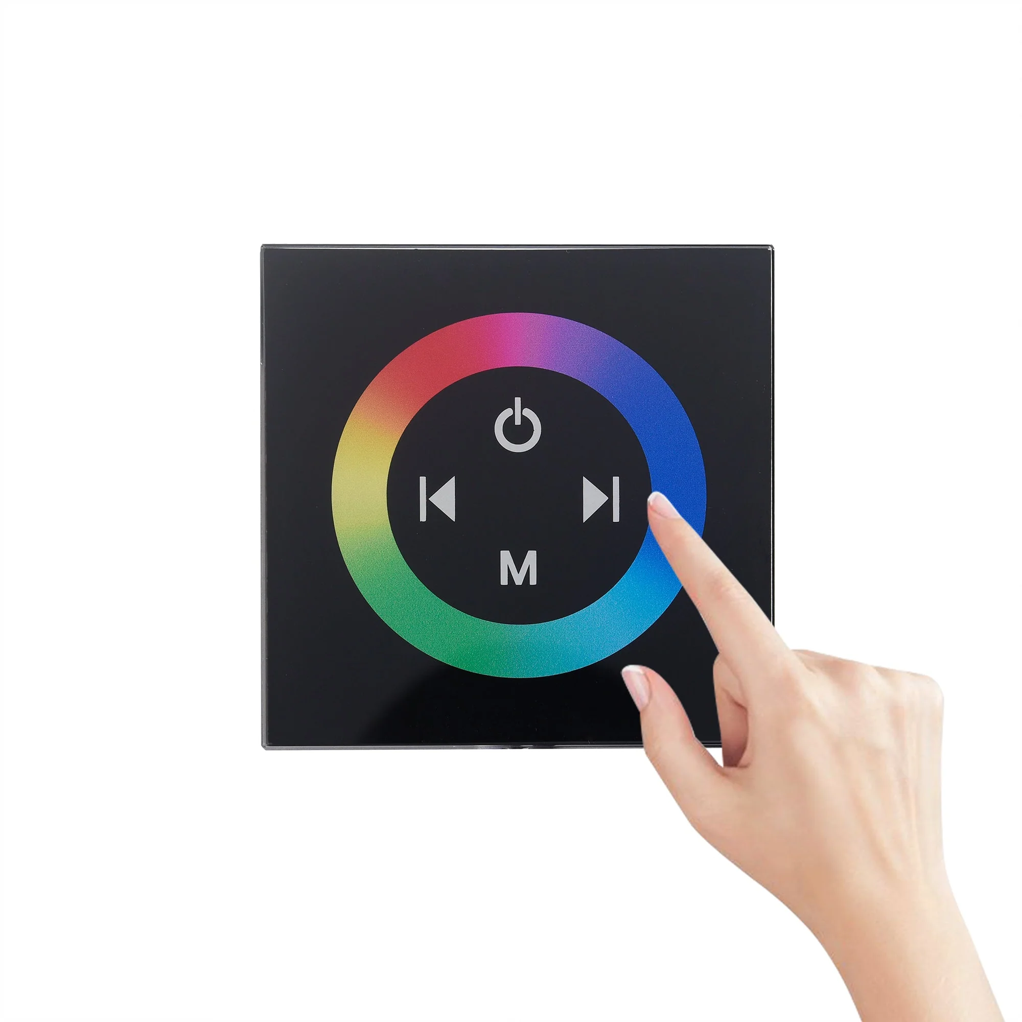 Bluetooth Music 64 LED colors 20 inch Matte Black flushed on rainfall waterfall mist shower systems 5 way thermostatic valve with 6 inch regular head and touch panel - Image 7