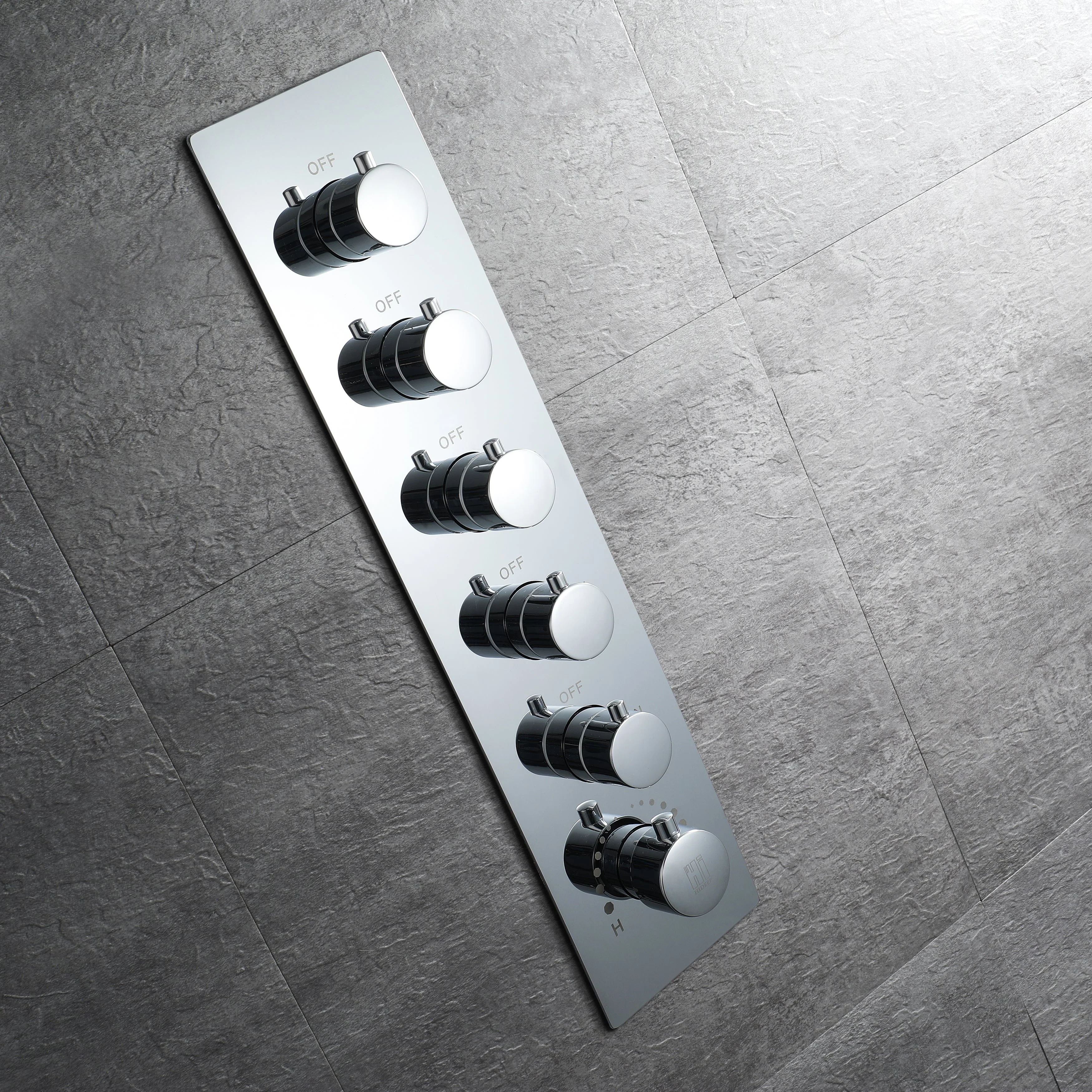 Chrome 35" Bluetooth Music LED Shower System with Waterfall, 5-Way Thermostatic Valve, Regular Head, Touch Panel - Image 2