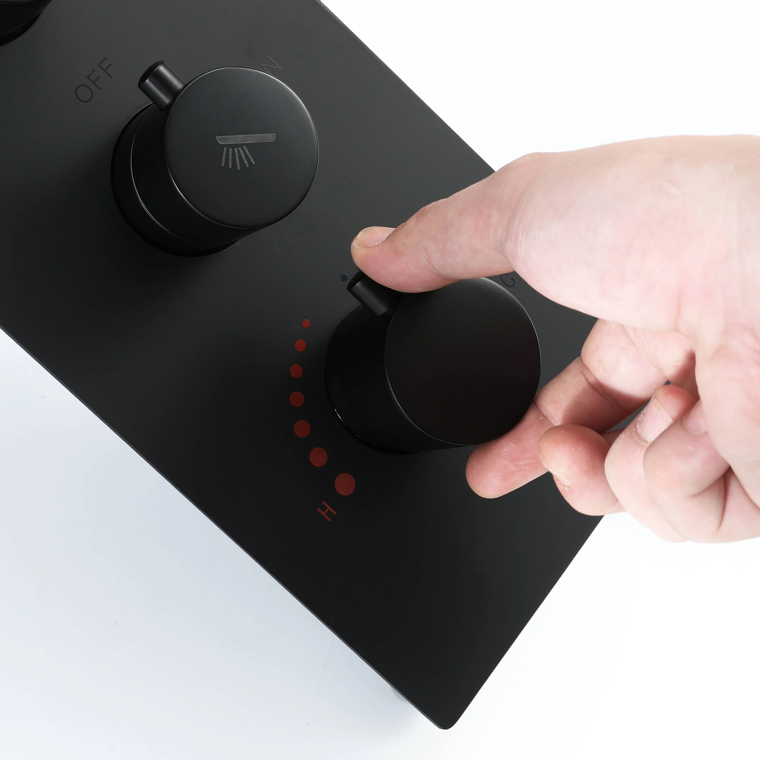 Matte Black 35" Bluetooth Music LED Shower System with Waterfall, 5-Way Thermostatic Valve, 3 Body Jets, Touch Panel - Image 15