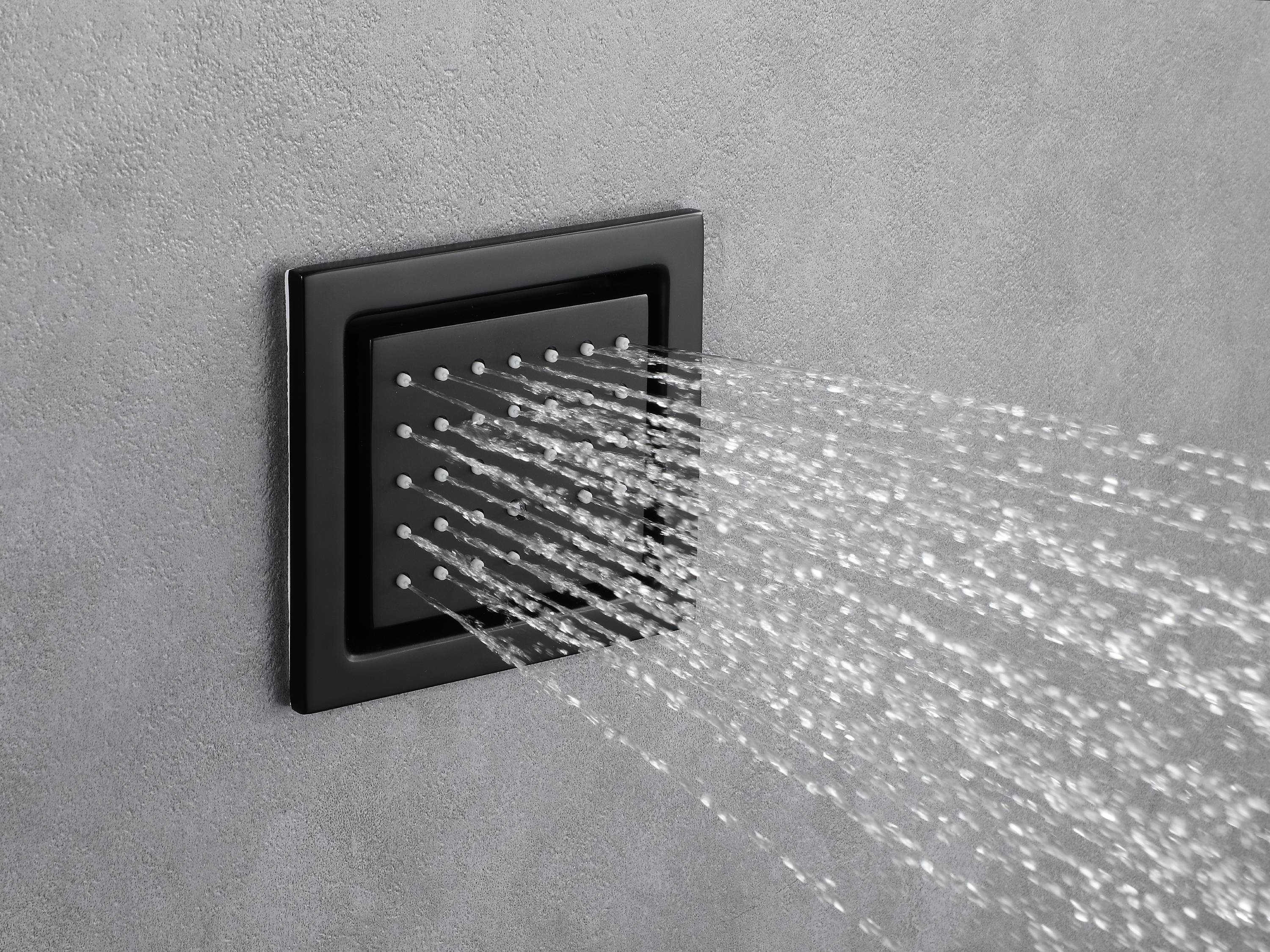 Matte Black 35" Bluetooth Music LED Shower System with Waterfall, 5-Way Thermostatic Valve, 3 Body Jets, Touch Panel - Image 7