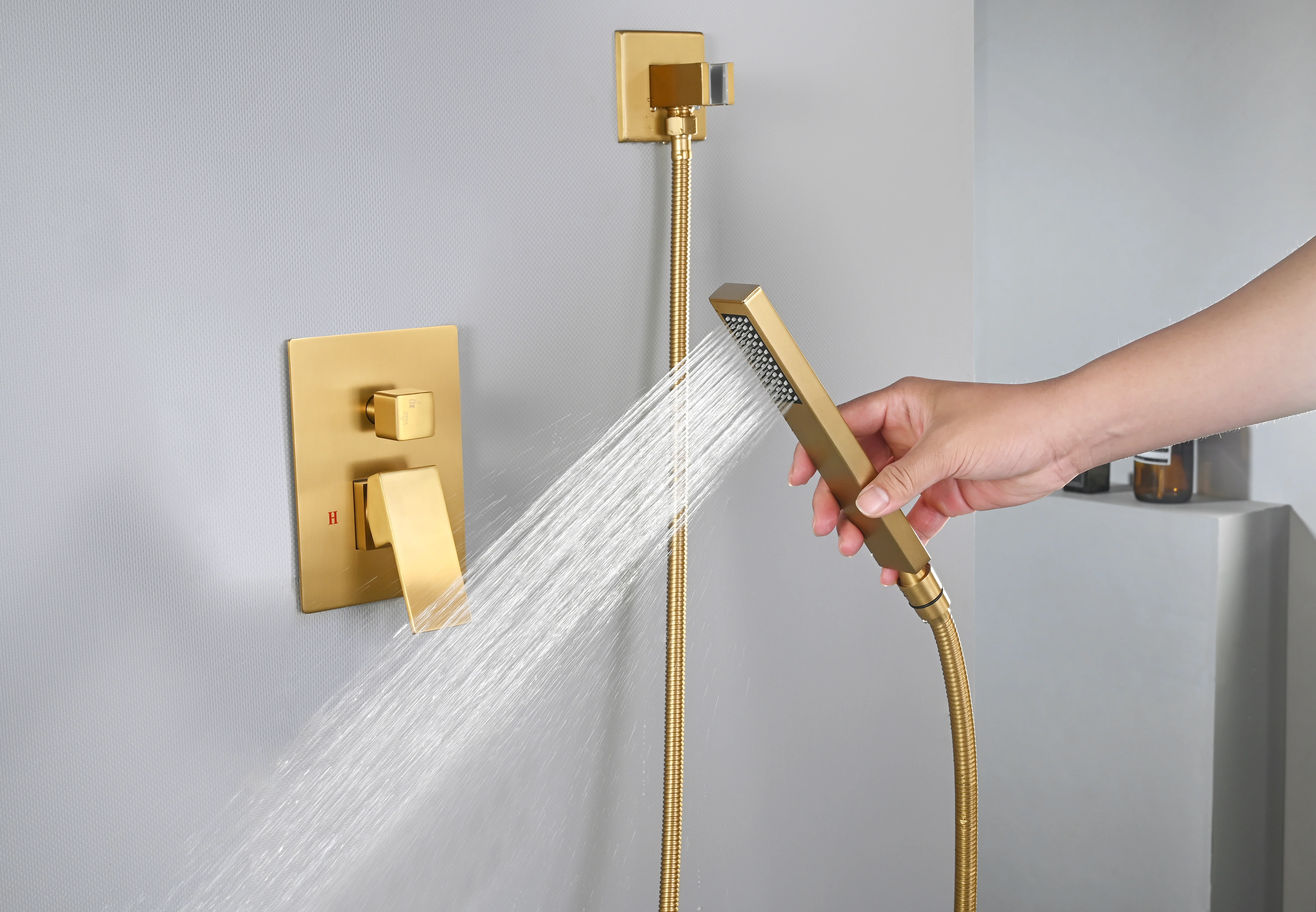 Brushed Gold  12 Inch or 16 inch Rain head Ceiling Mount two way pressure balance Shower System with Rough-in Valve Body and Trim - Image 11