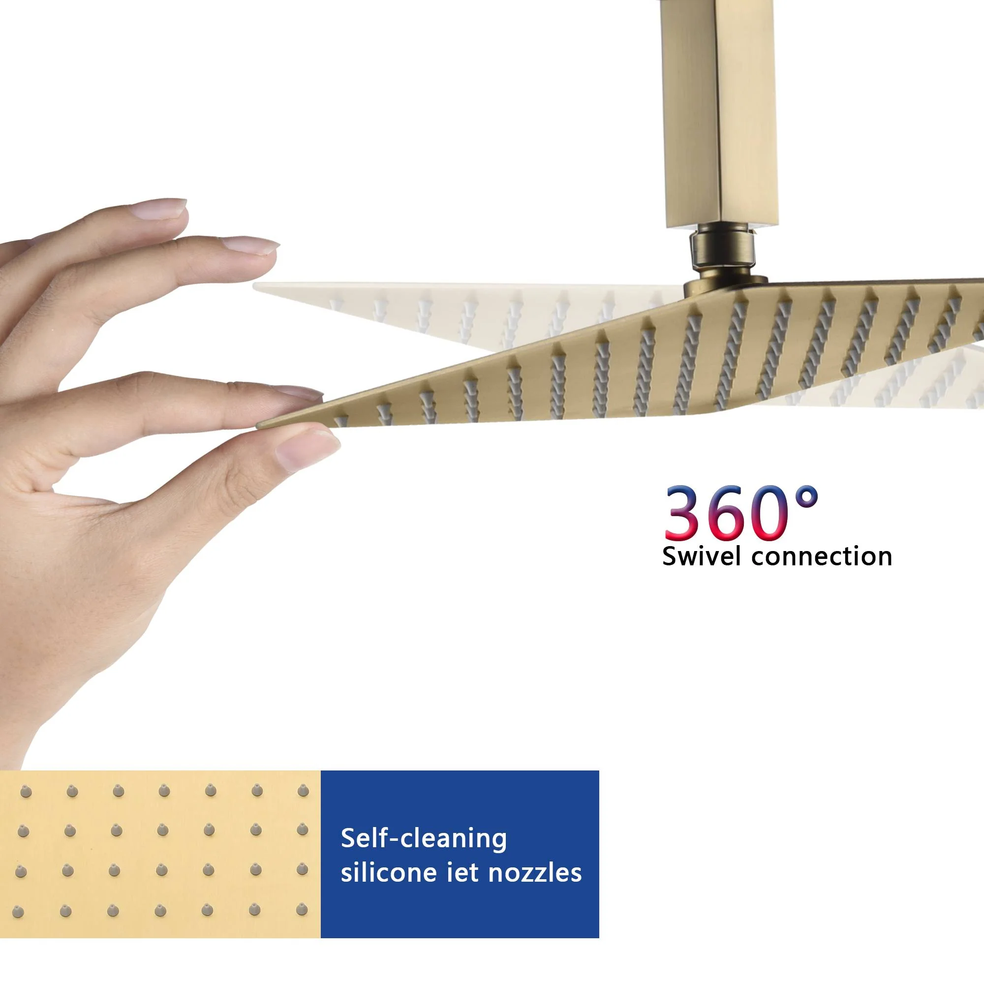 Brushed Gold  12 Inch or 16 inch Rain head Ceiling Mount two way pressure balance Shower System with Rough-in Valve Body and Trim - Image 5