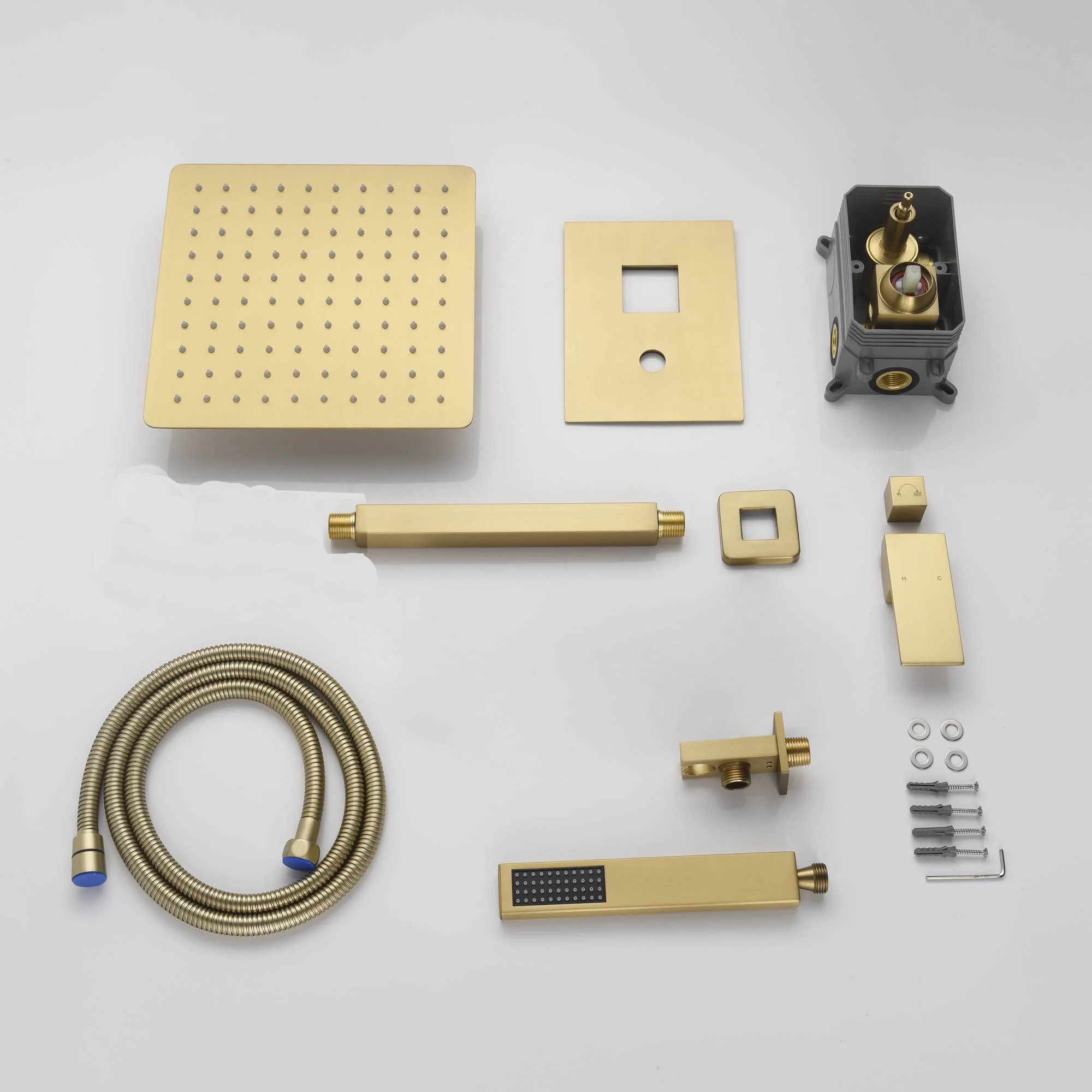 Brushed Gold  12 Inch or 16 inch Rain head Ceiling Mount two way pressure balance Shower System with Rough-in Valve Body and Trim - Image 7