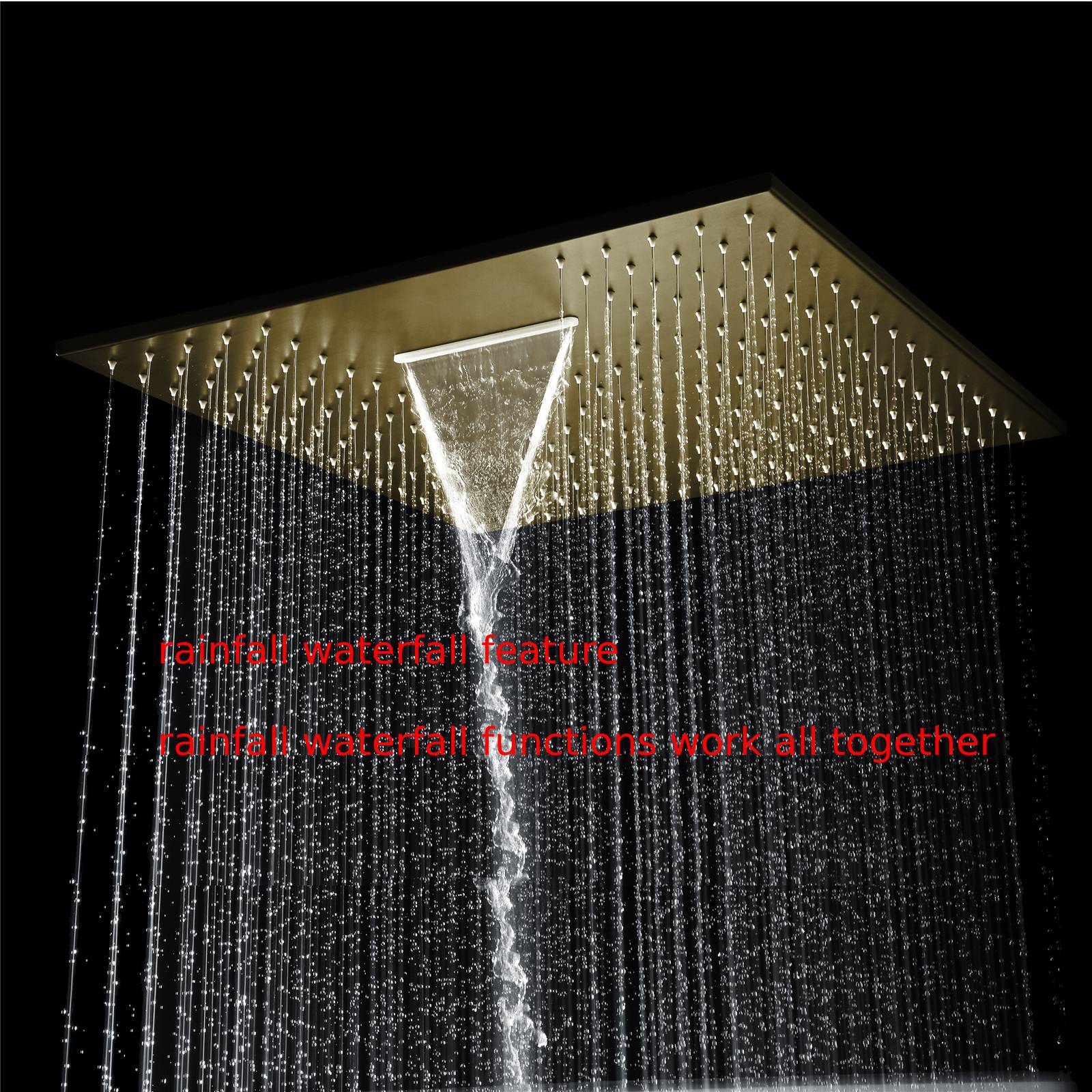 Brushed Gold  12 Inch or 16 inch Rain head Ceiling Mount two way pressure balance Shower System with Rough-in Valve Body and Trim - Image 9