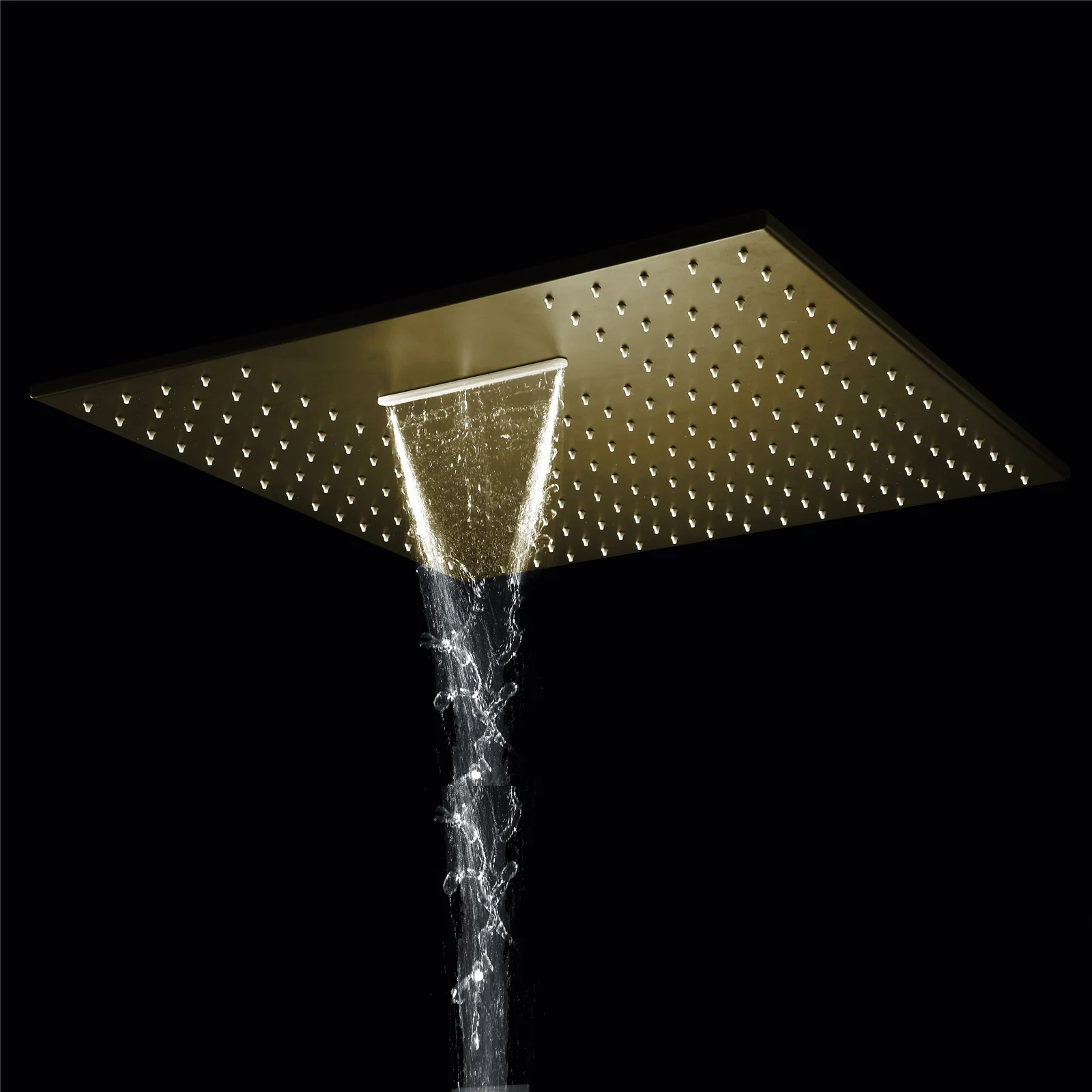 Brushed Gold 20-Inch Or 24-Inch Rainfall Waterfall Ceiling Mount Shower Head with 4-Way Thermostatic Faucet, High-Pressure Wall Mount Head - Image 10