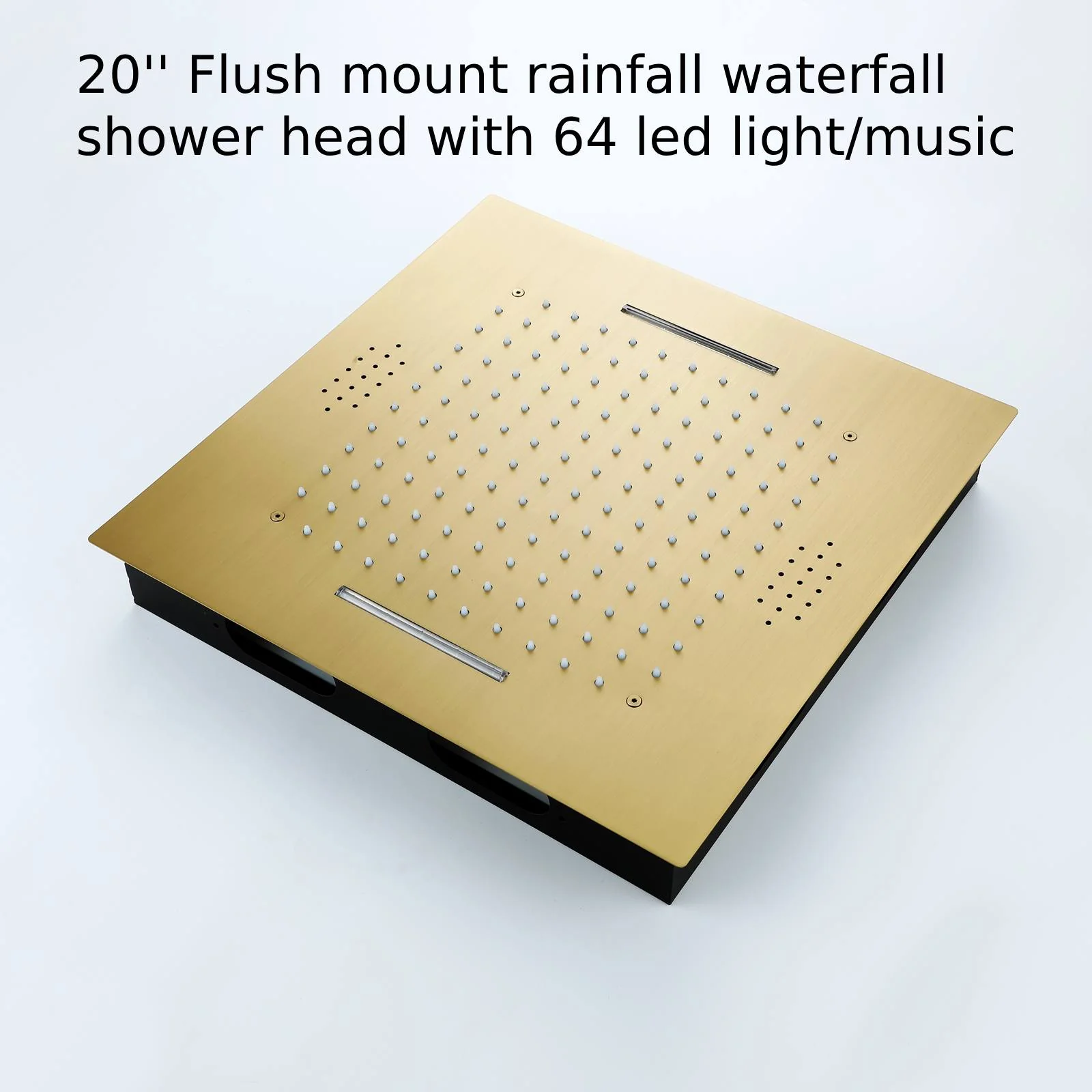 Brushed Gold 20-Inch Or 24-Inch Rainfall Waterfall Ceiling Mount Shower Head with 4-Way Thermostatic Faucet, High-Pressure Wall Mount Head - Image 21