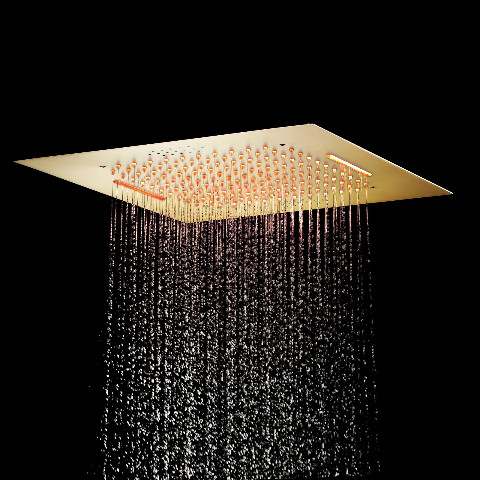 Brushed Gold 20-Inch Or 24-Inch Rainfall Waterfall Ceiling Mount Shower Head with 4-Way Thermostatic Faucet, High-Pressure Wall Mount Head - Image 28