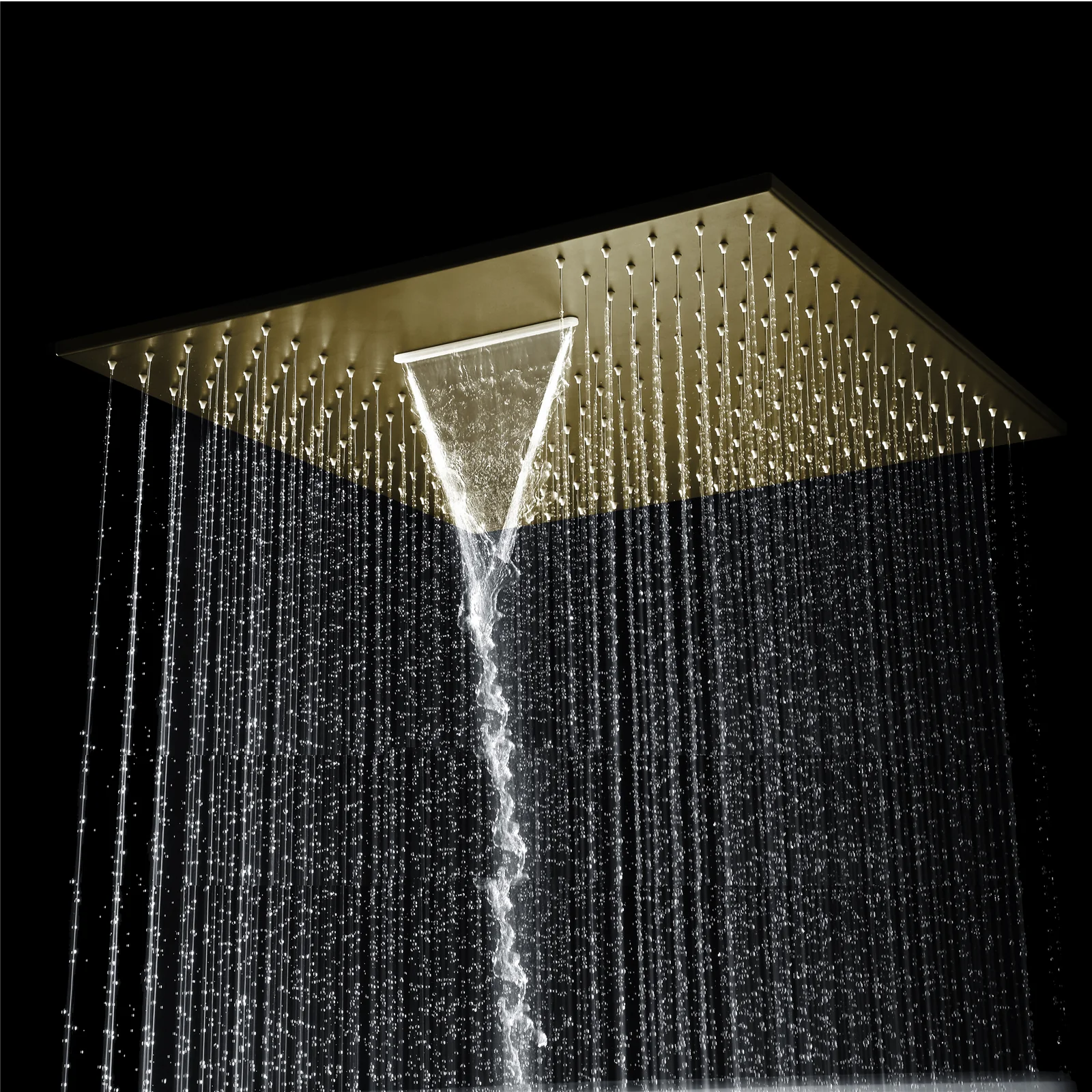 Brushed Gold 20-Inch or 24 inch Rainfall Waterfall Ceiling or flush Mount Shower Head with 4-Way Thermostatic Faucet, Body Jets - Image 10