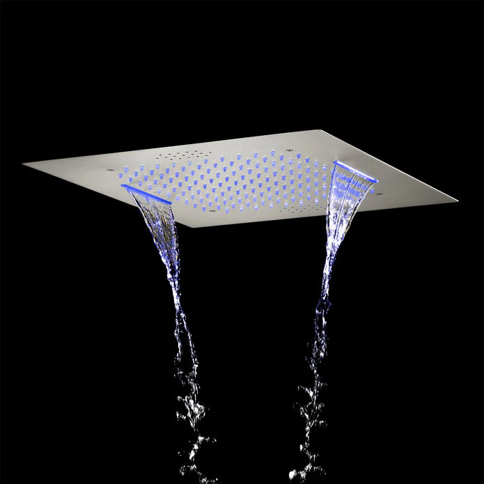 20-Inch or 24-inch Flushed Mounted Shower Head: Choose from Brushed Gold, Oil Rubber Bronze or  Matte Black, or Brushed Nickel, Featuring Rainfall Waterfall, Bluetooth Music, and 64 LED Lights - Image 12