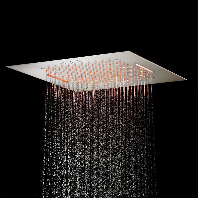 20-Inch or 24-inch Flushed Mounted Shower Head: Choose from Brushed Gold, Oil Rubber Bronze or  Matte Black, or Brushed Nickel, Featuring Rainfall Waterfall, Bluetooth Music, and 64 LED Lights - Image 13